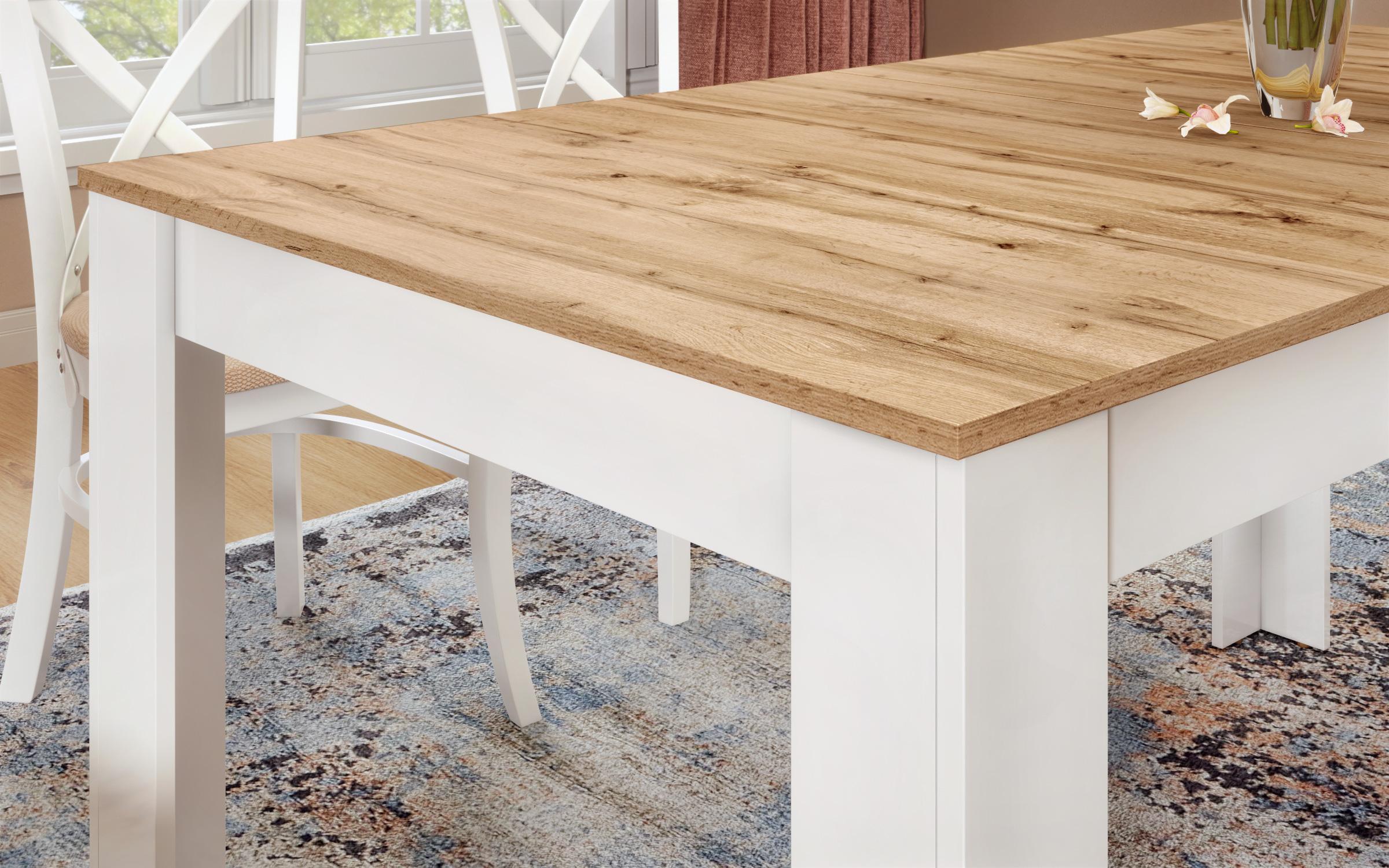 Extendable dining table Samoa 150, Wotan oak + white  8