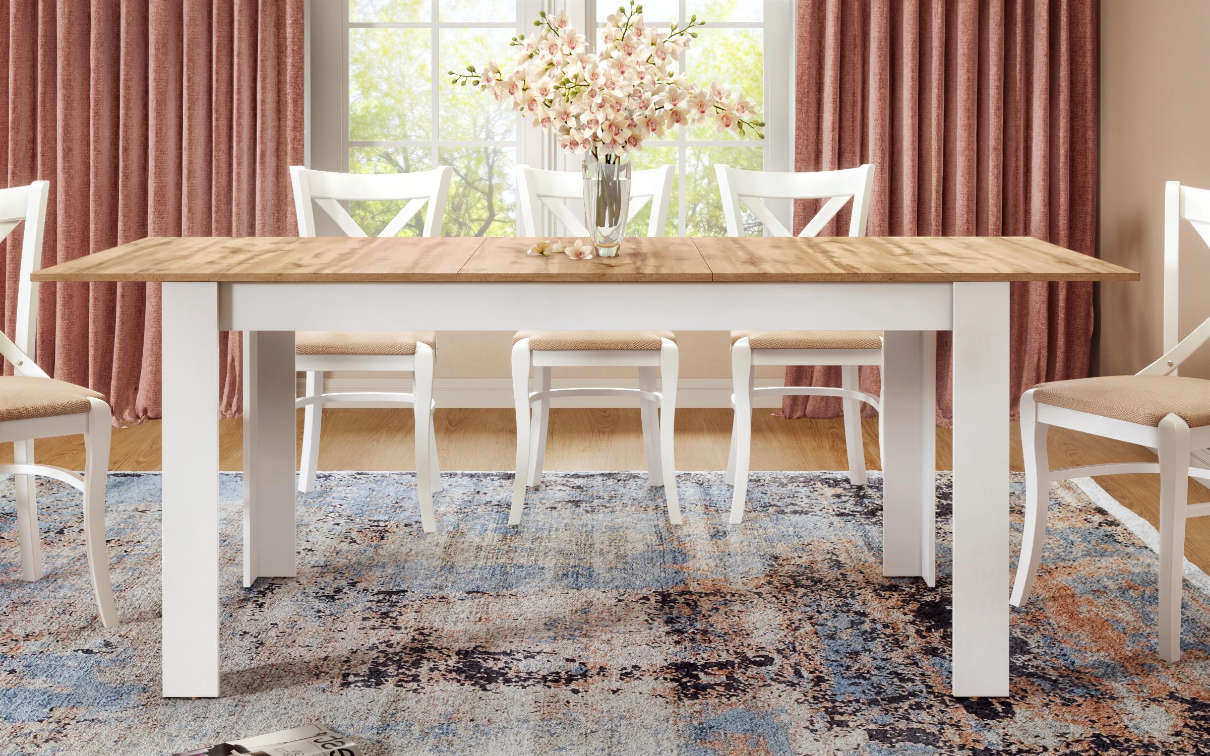 Extendable dining table Samoa 150, Wotan oak + white  6