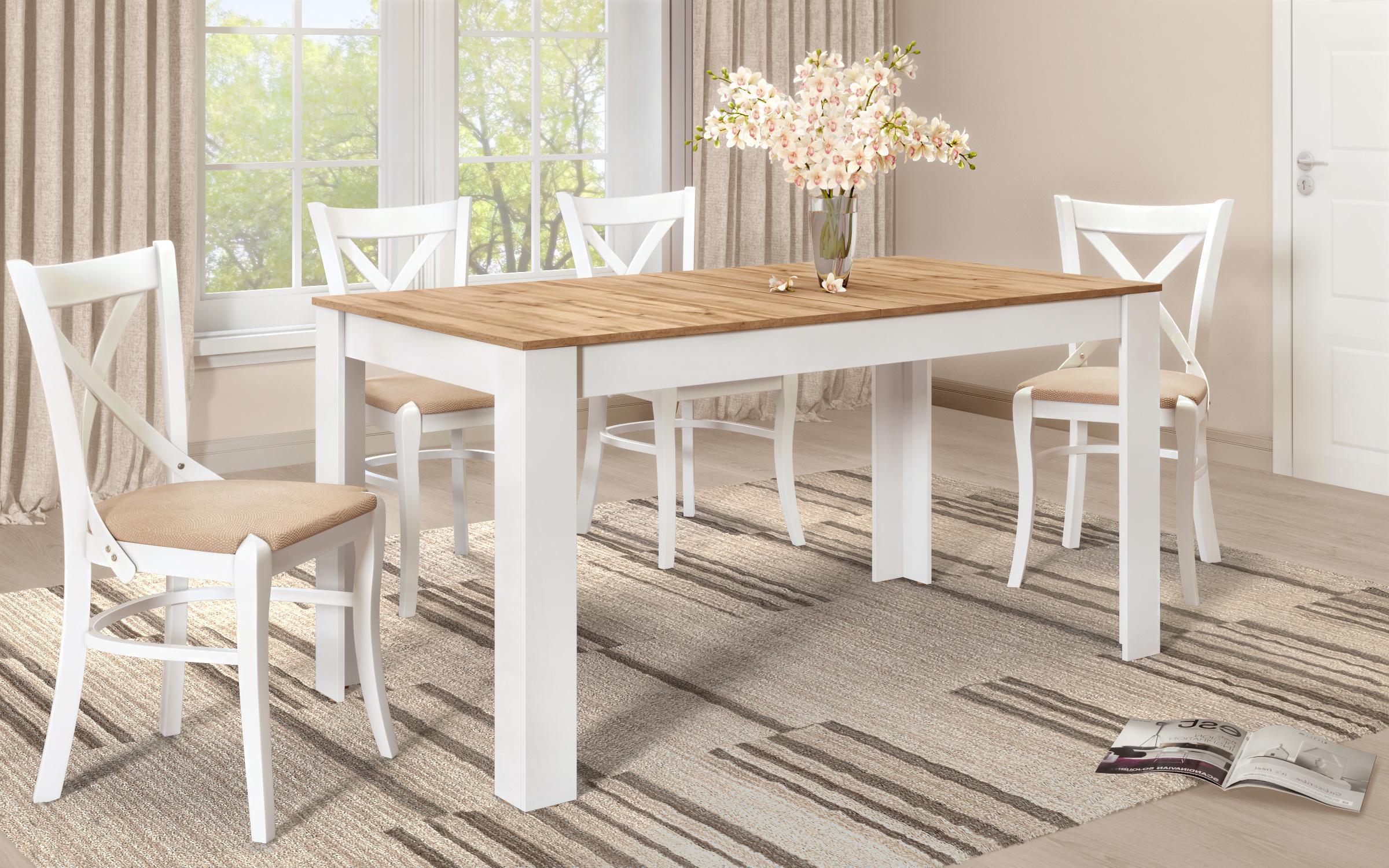 Extendable dining table Samoa 150, Wotan oak + white  1