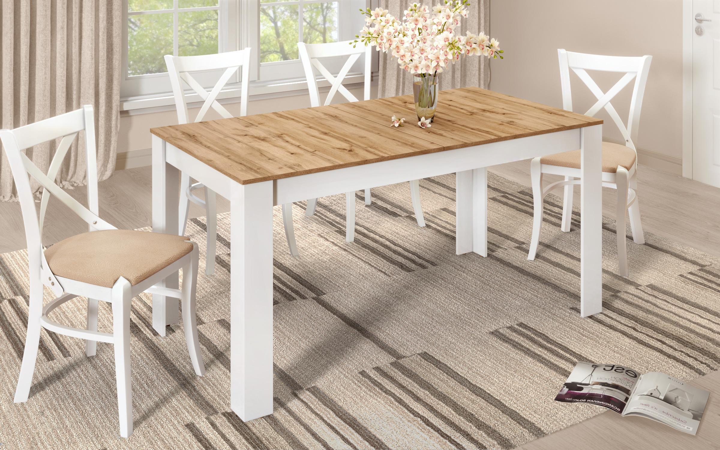 Extendable dining table Samoa 150, Wotan oak + white  3