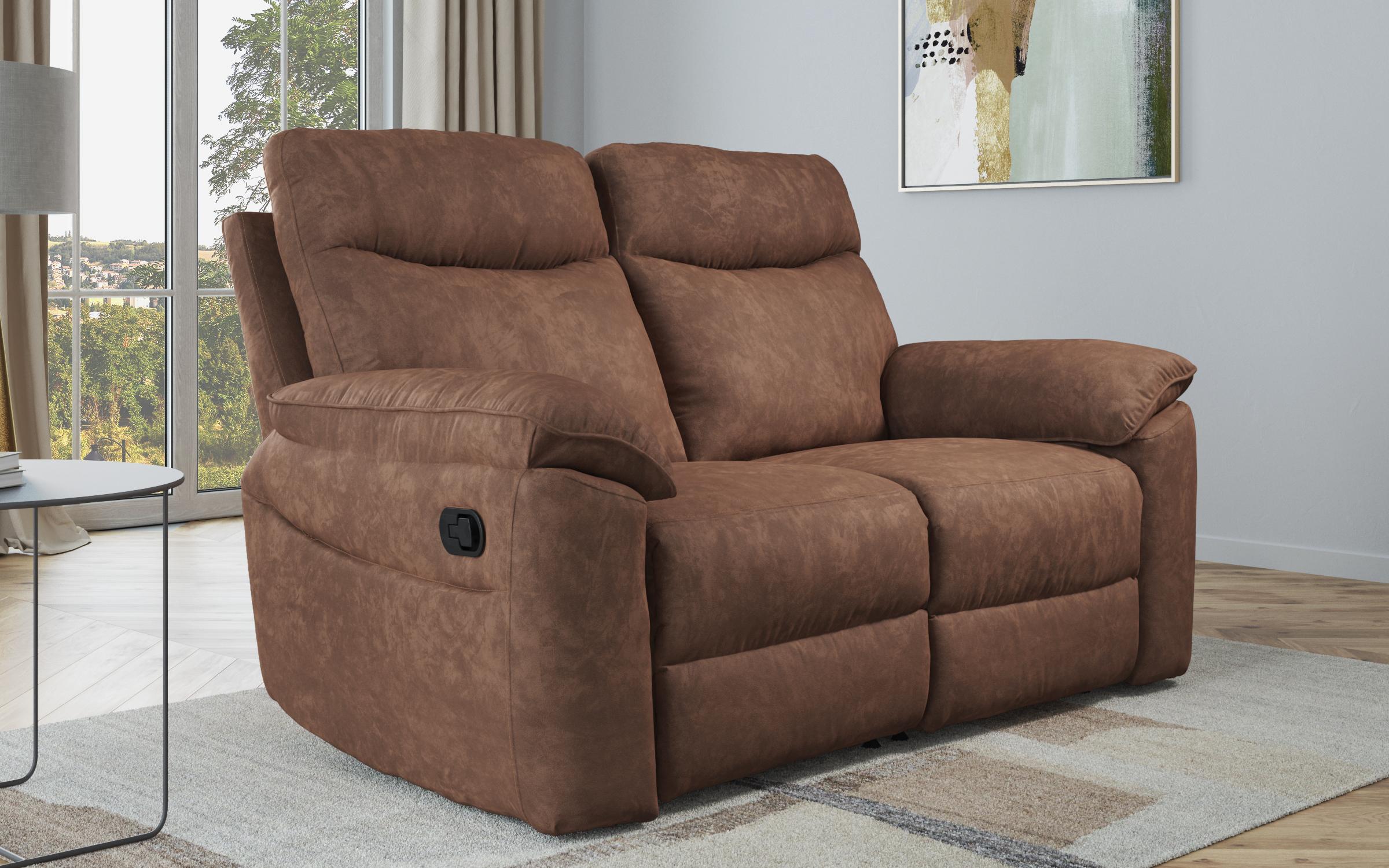 Реклайнер, двухместный /с ручным механизмом/ Адесто, коричневый  3