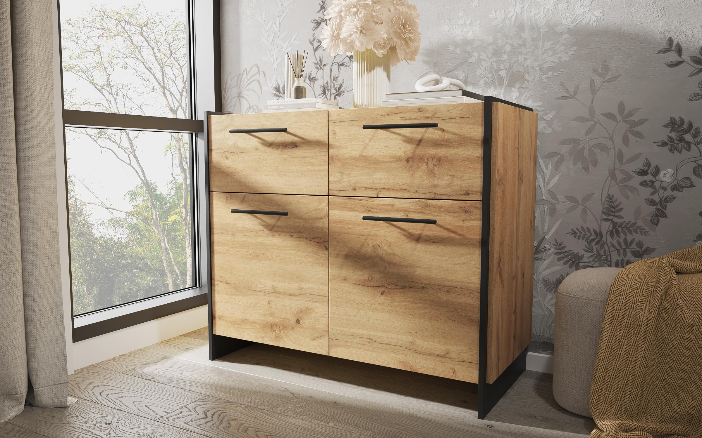 Set of 2 dressers Camino 2D2S, Wotan oak + black  1