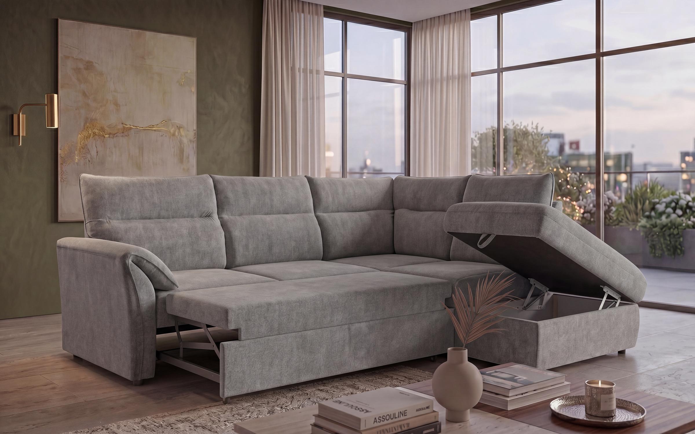 Extendable corner sofa Parmo, light grey  2
