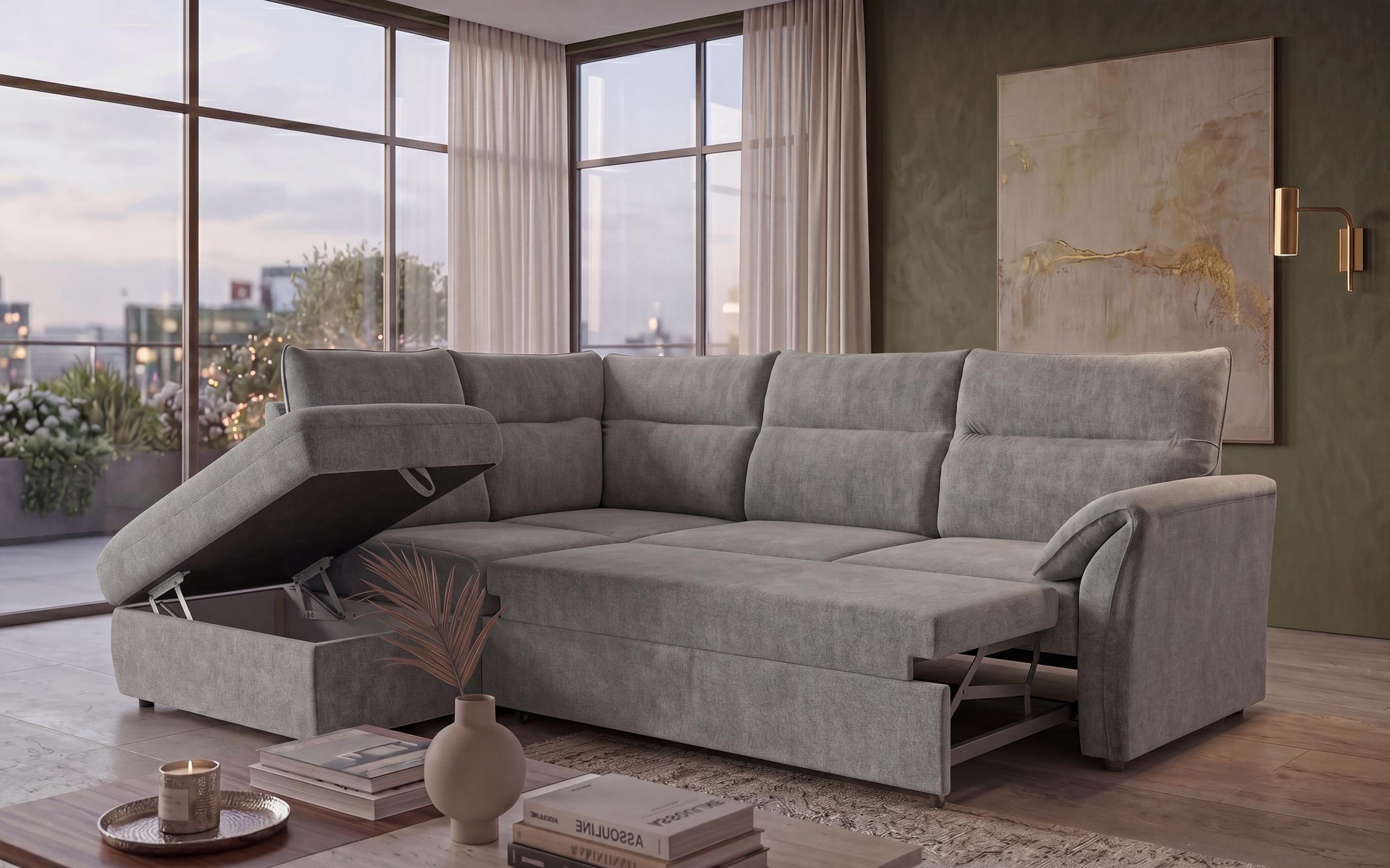 Extendable corner sofa Parmo, light grey  2