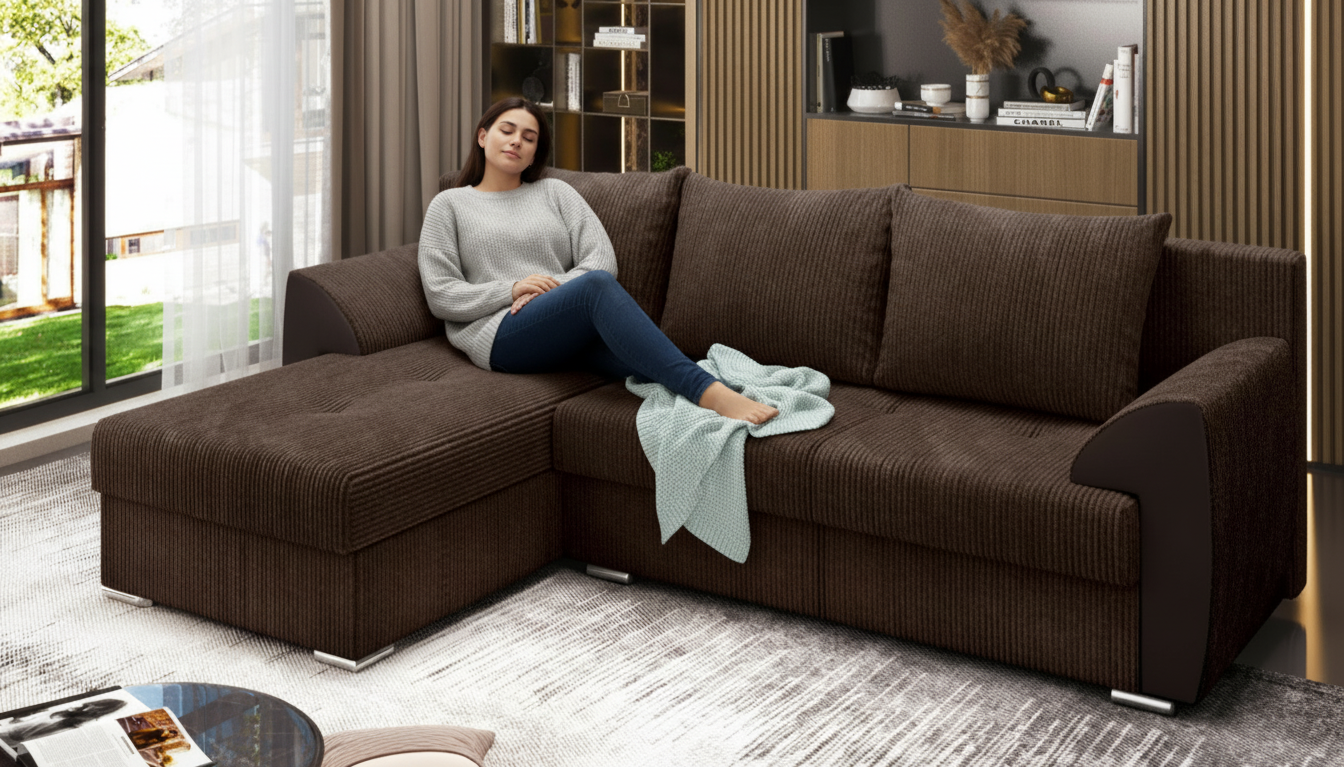 Extendable corner sofa Nord, dark brown  3