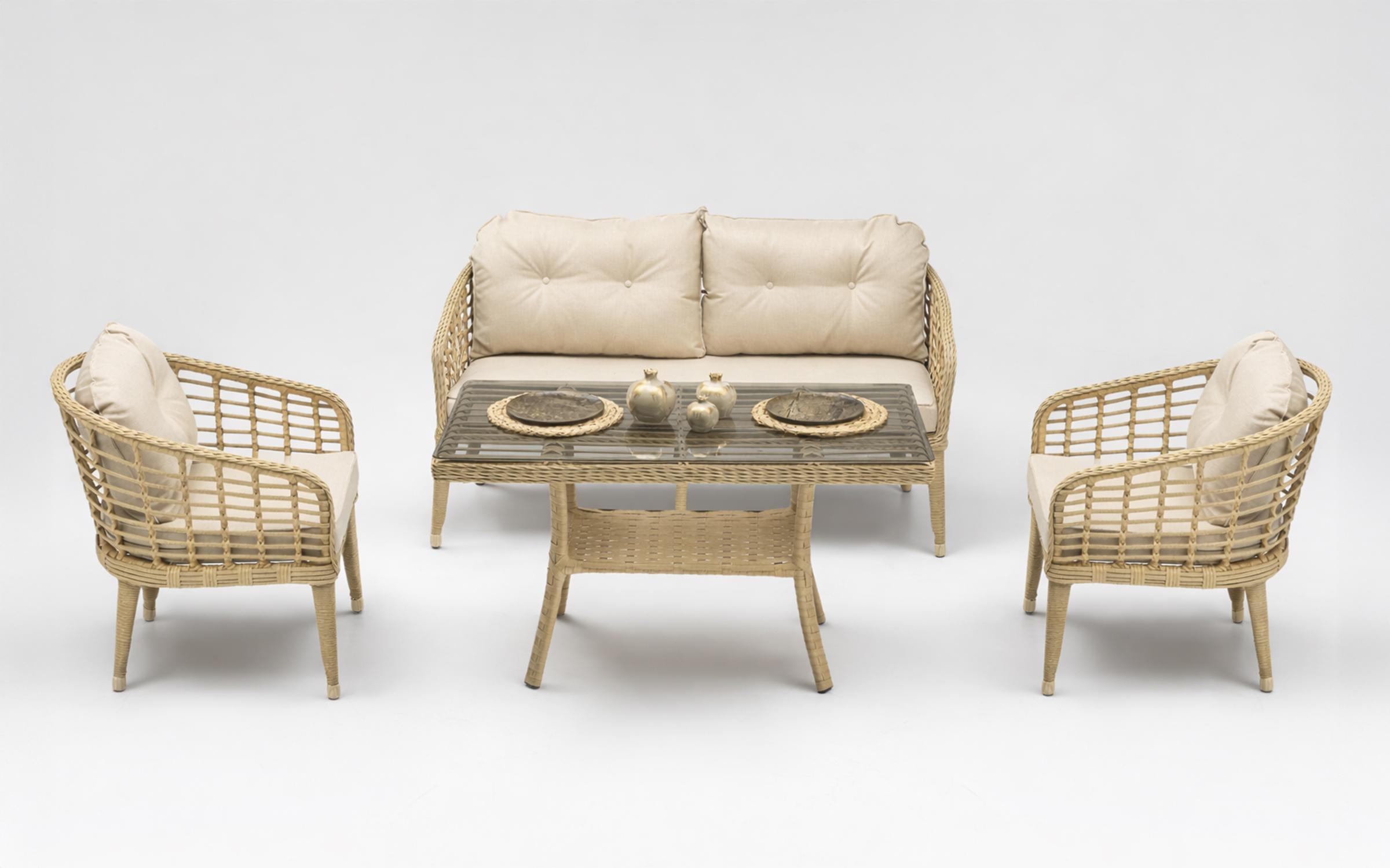 Set of table + chairs + sofa Rodos, grey  2