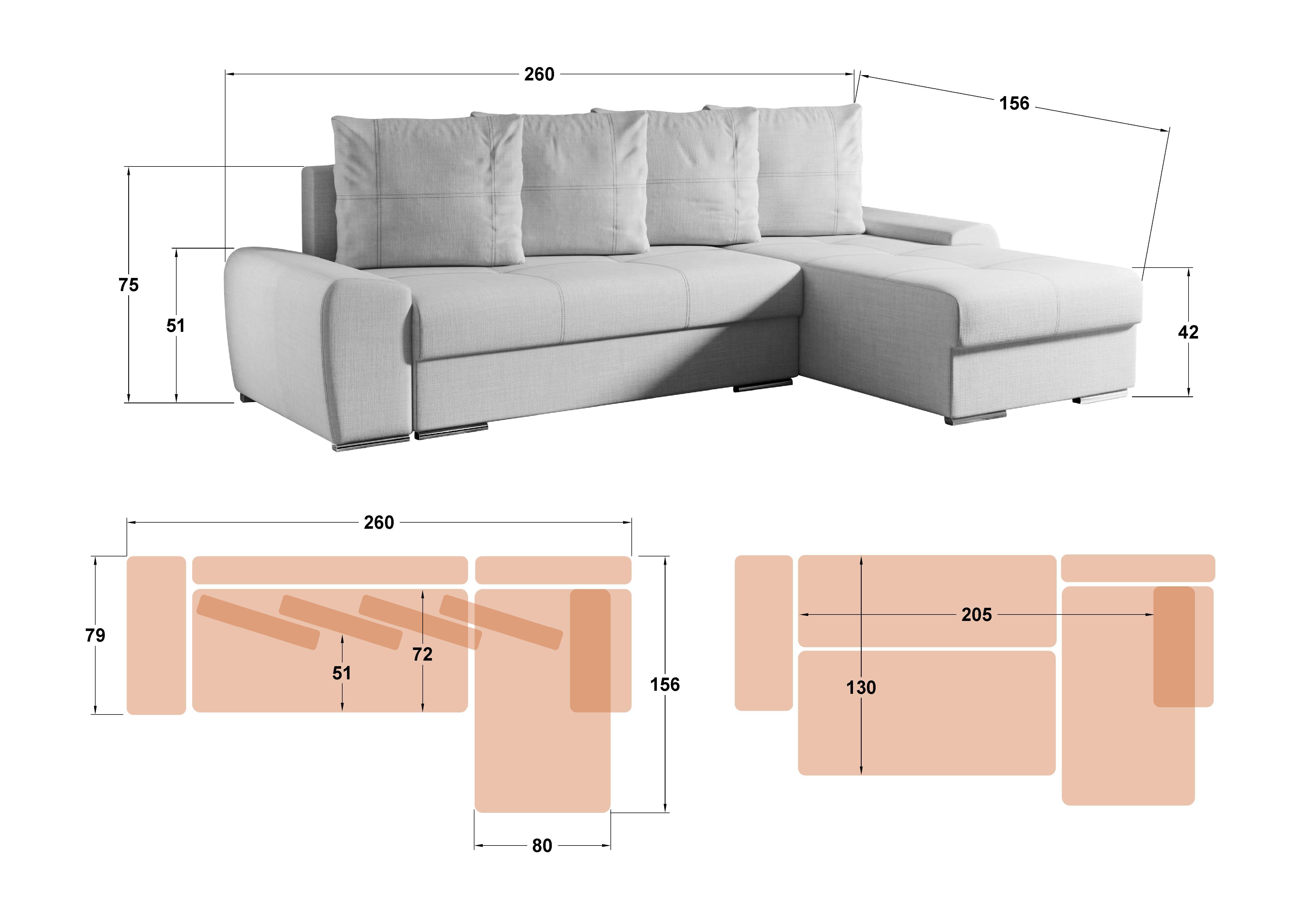 Extendable corner sofa Rolly, dark blue + light beige  2