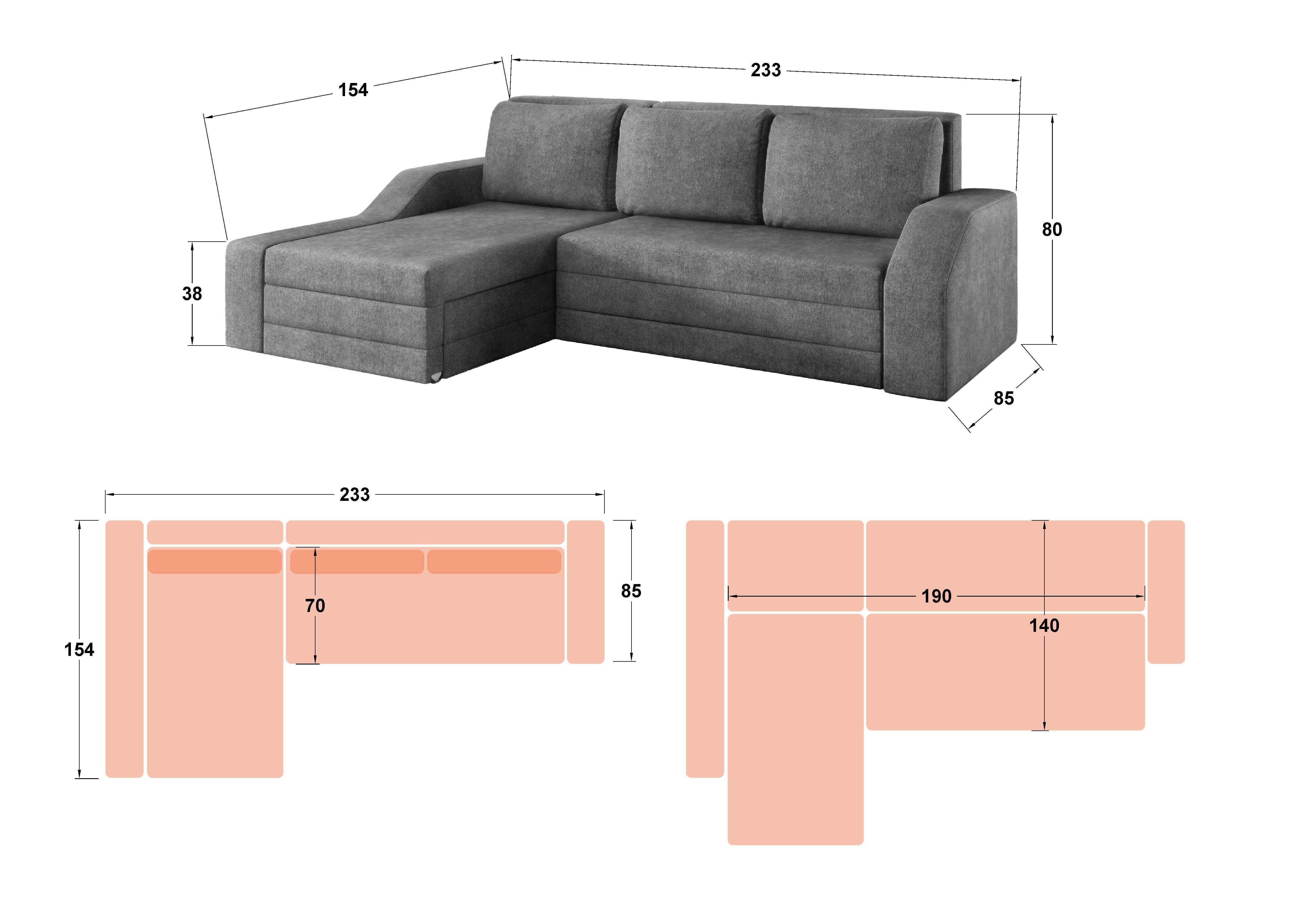 Extendable corner sofa Russell, light beige  2