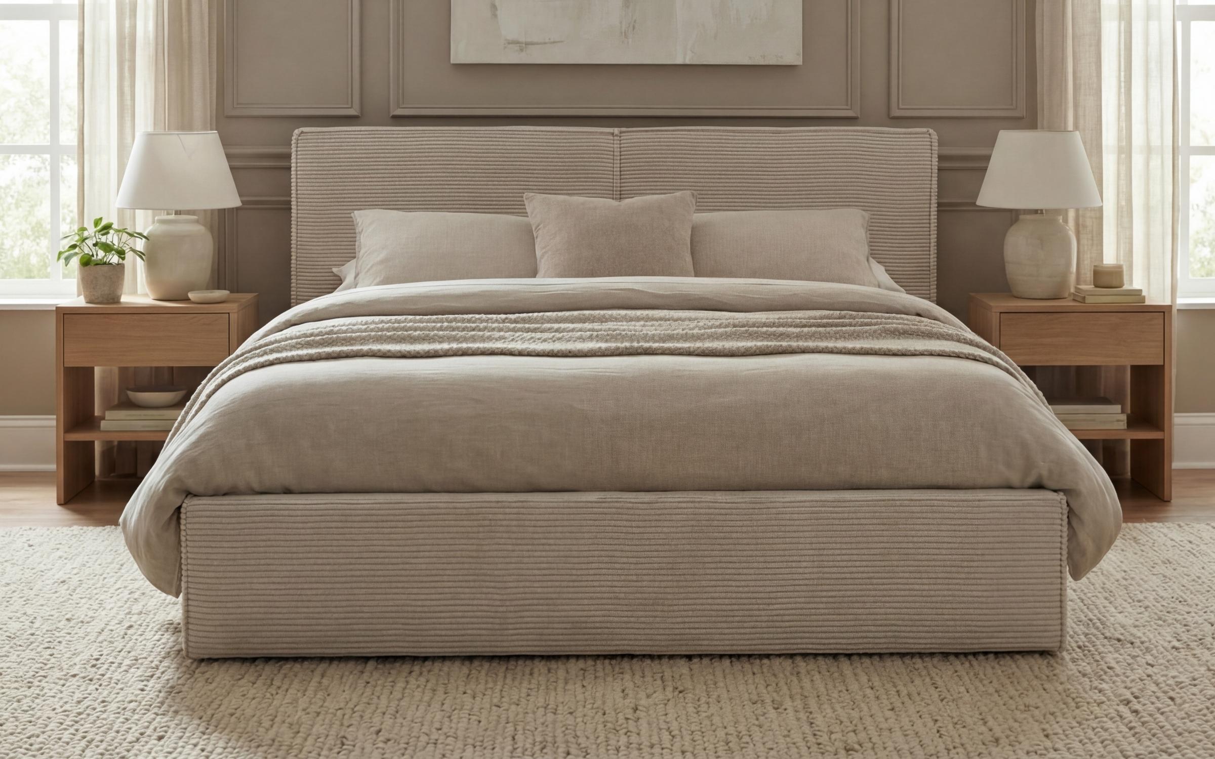 Upholstered double bed for mattress 160/200 Siera, light beige  3