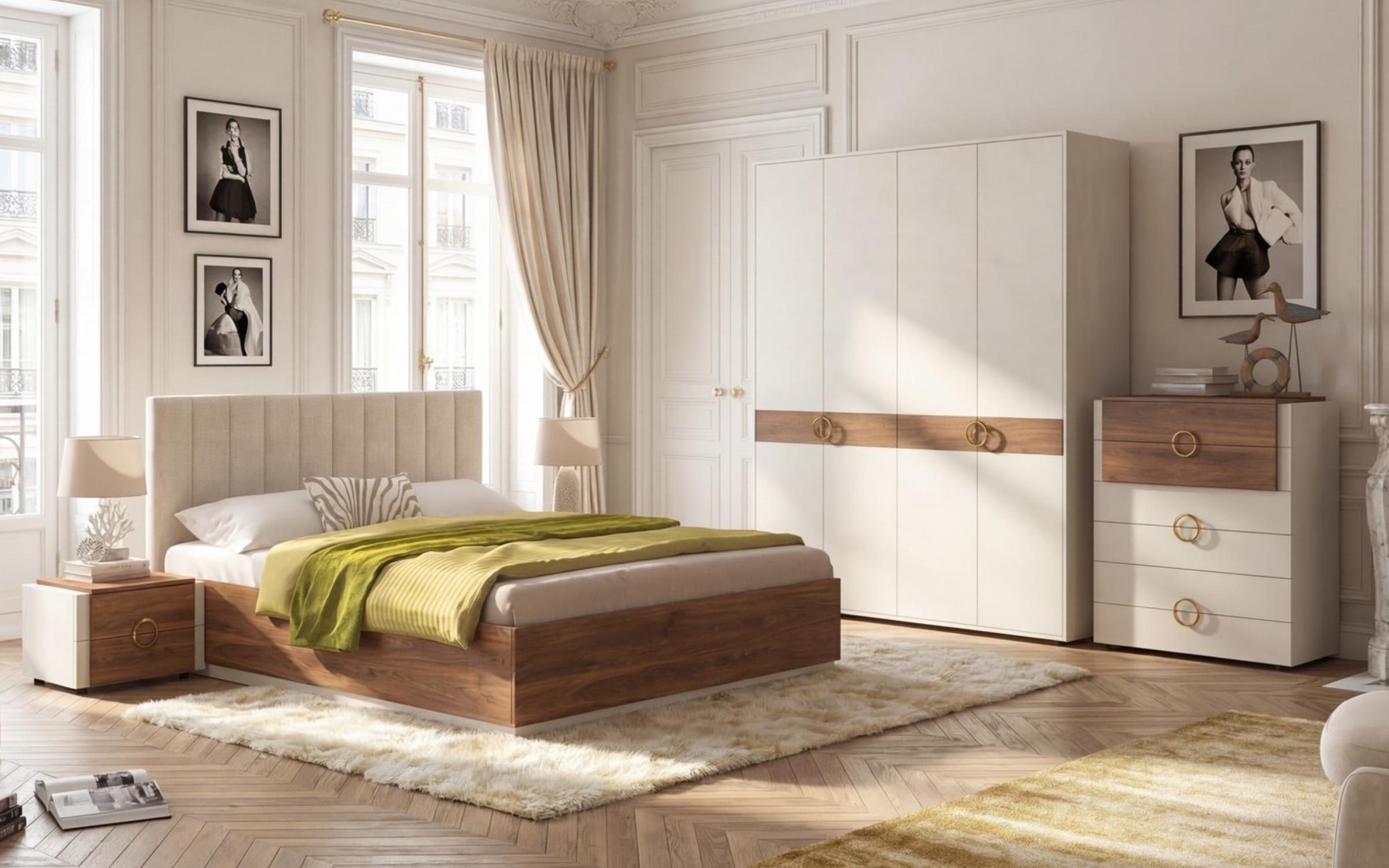Nightstand Aronda, Silk + Cognac oak  3