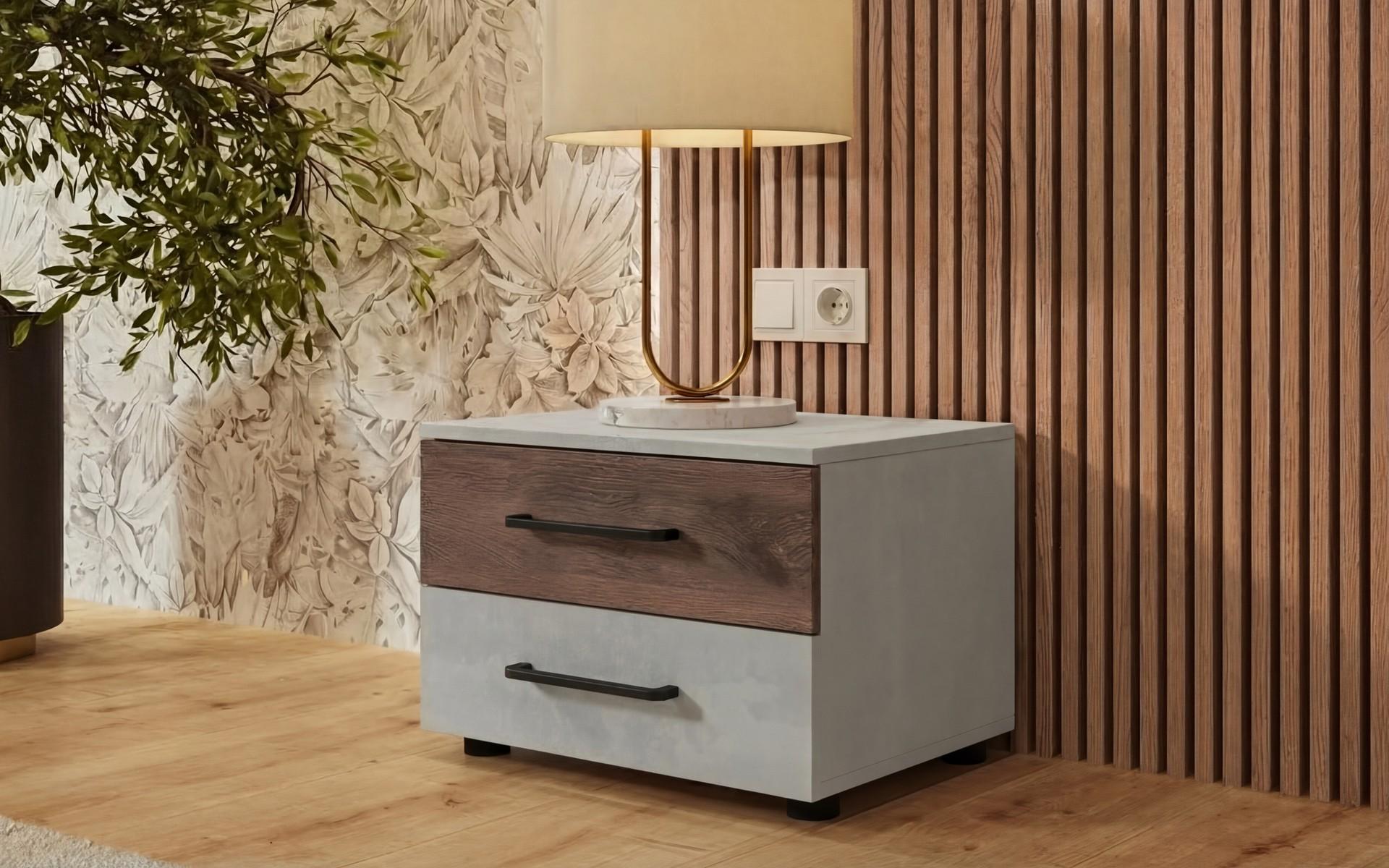 Bedroom furniture set for mattress 160/200 Ketty, Silk + dark Scandinavian oak  10