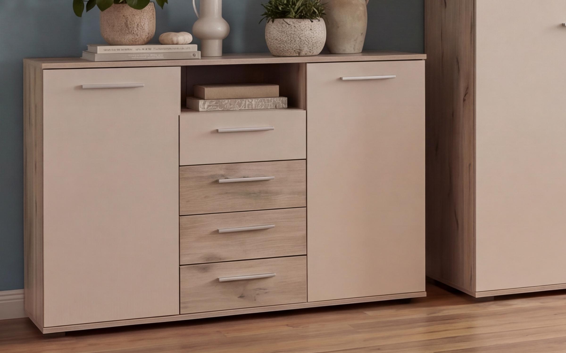 Bedroom furniture set for mattress 160/200 Christiana, light Scandinavian oak + pearl  6