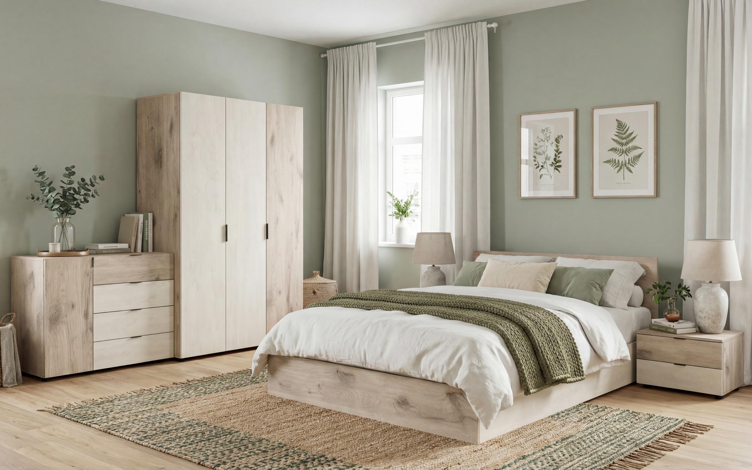 Three-winged wardrobe Belmar, Silk + light Scandinavian oak  3