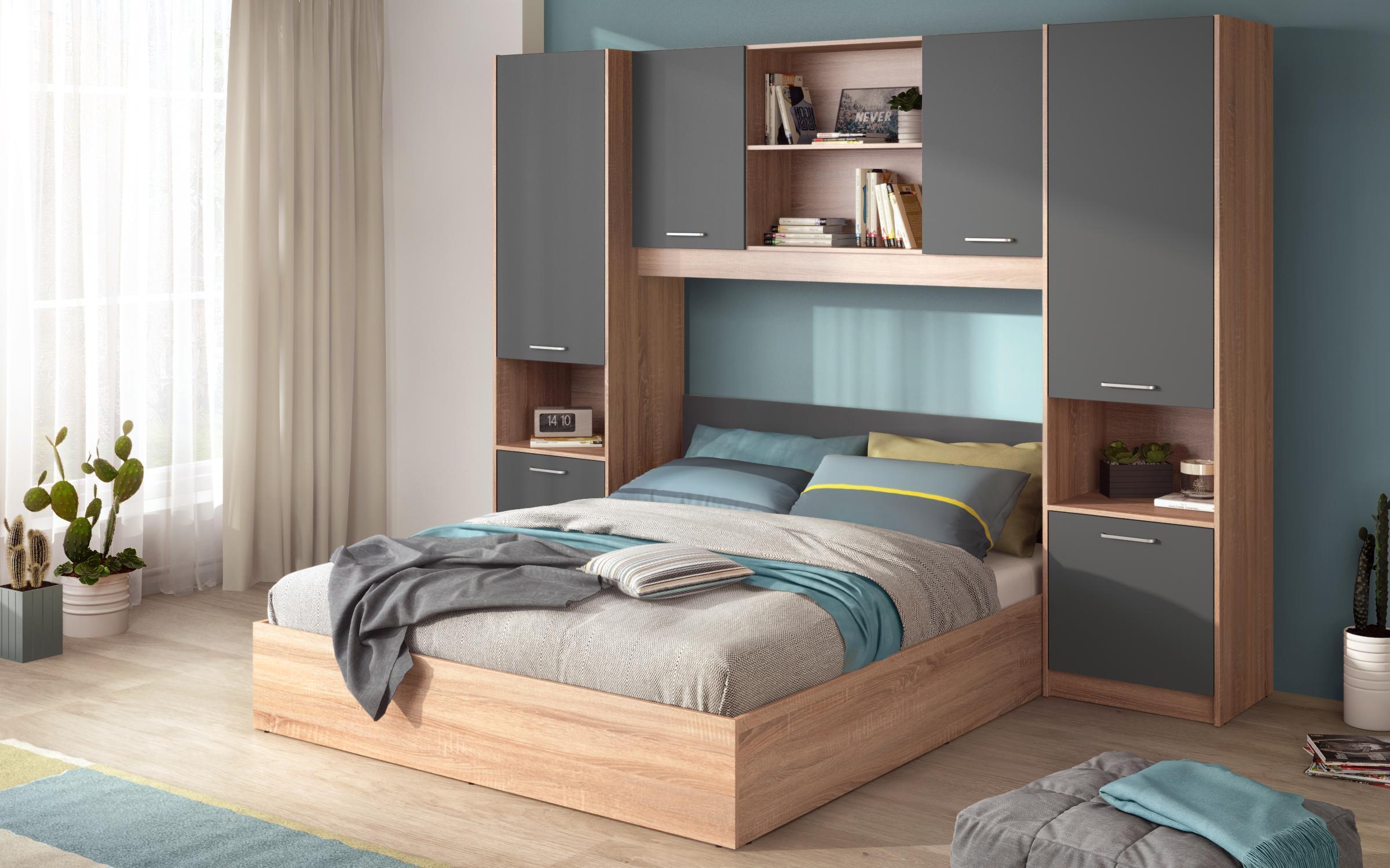 Wardrobe system Diema, Sonoma oak + anthracite matt  3