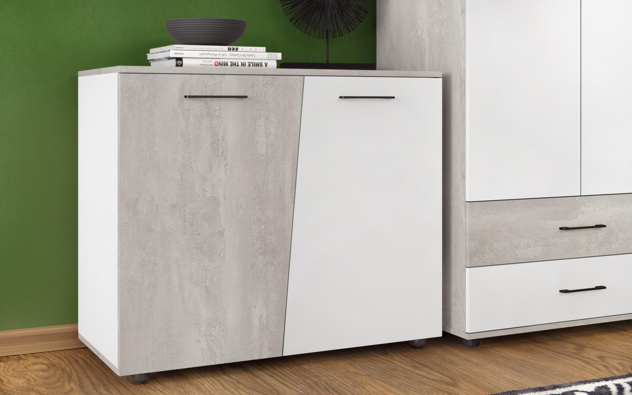 Bedroom furniture set 160/200 Monterey + mattress, concrete + white shagreen  8