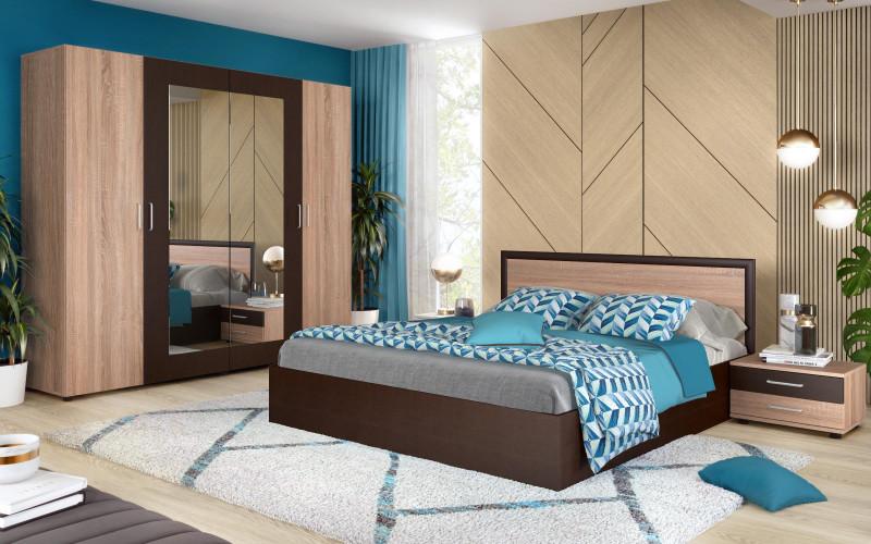 Double bed for mattress 160/200 Porto, Sonoma oak + Wenge  3