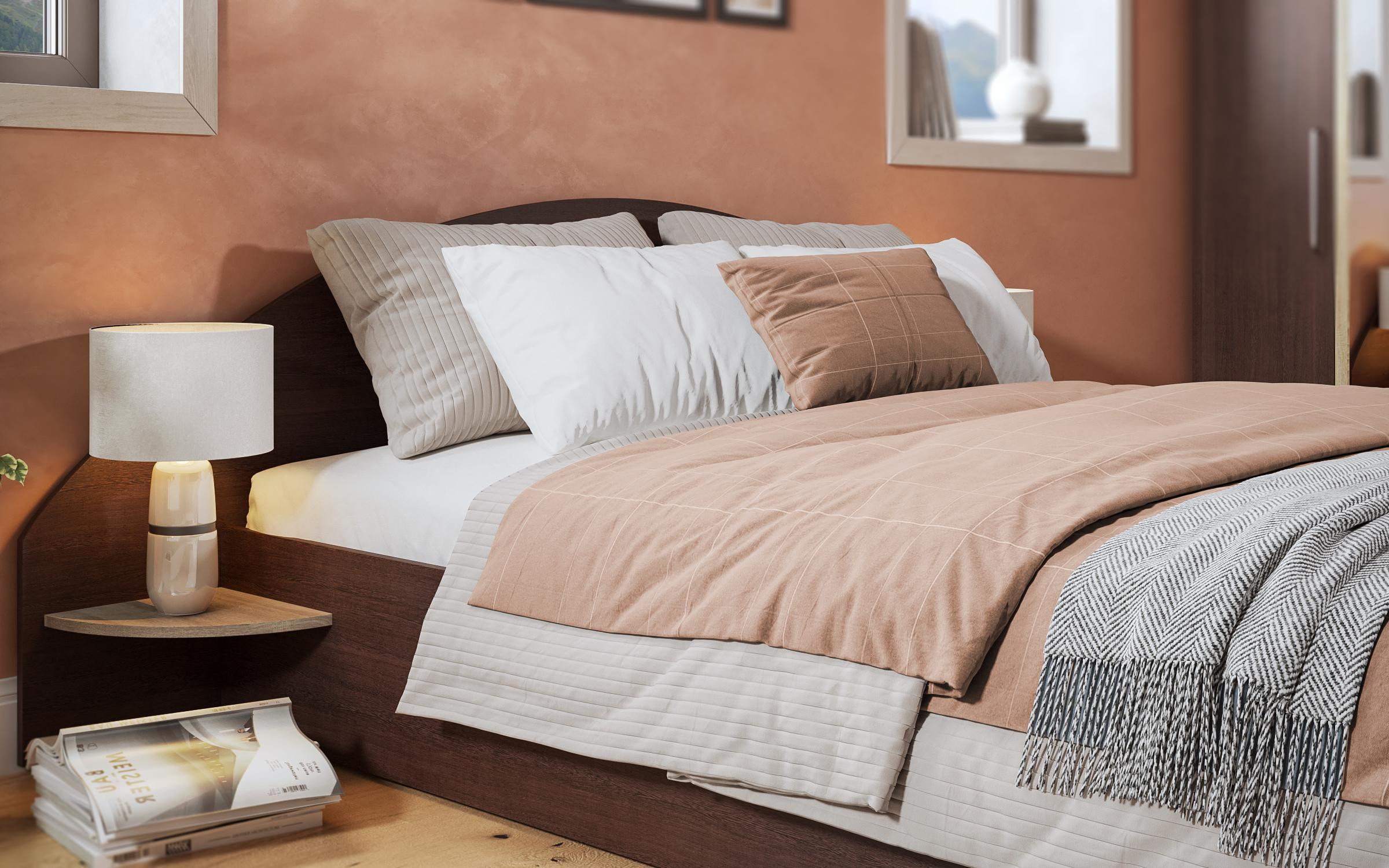 Double bed for mattress 160/200 Aura, Wenge + Sonoma oak  3
