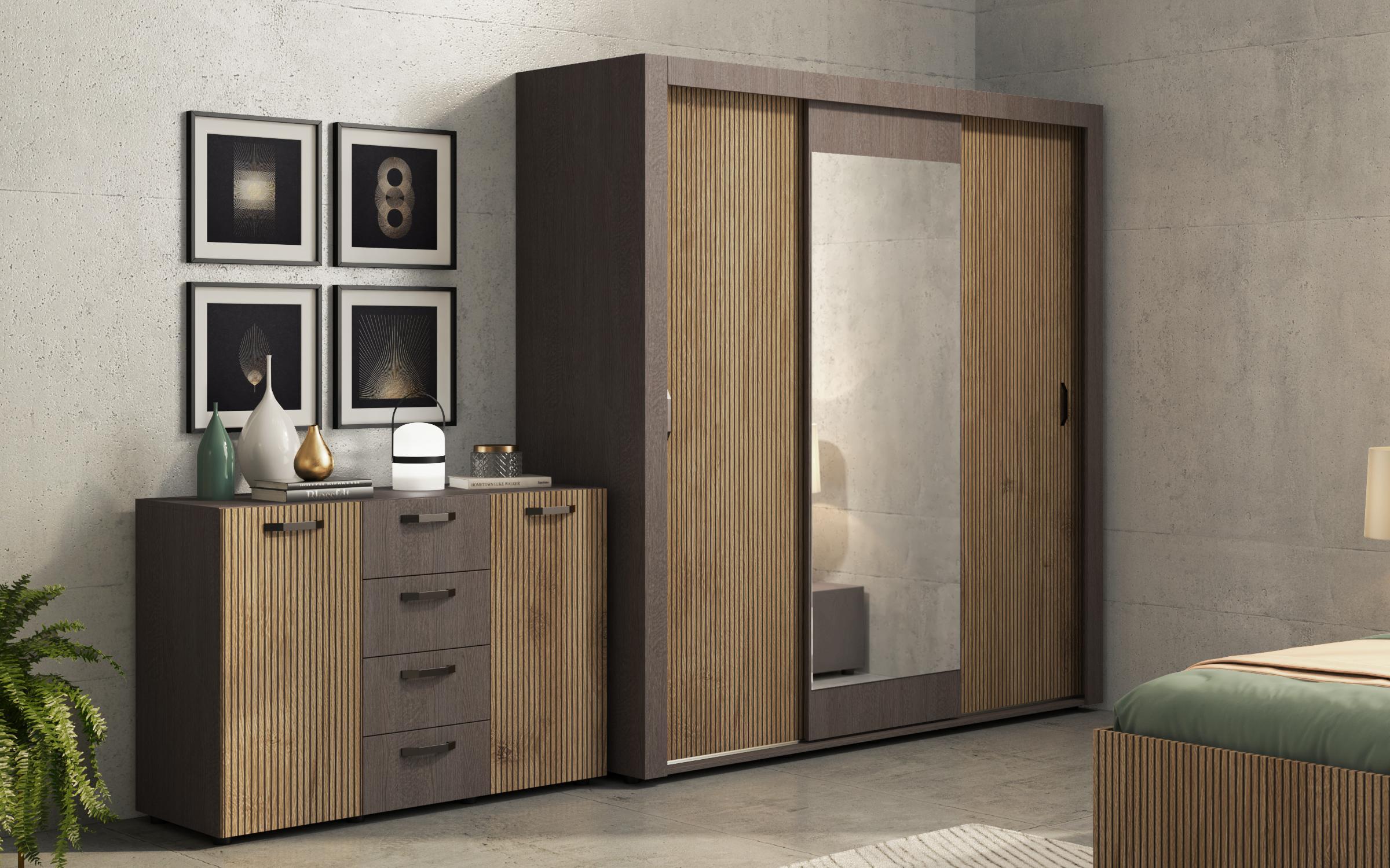 Wardrobe with sliding doors Balman, Anthracite oak + Cadiz  3