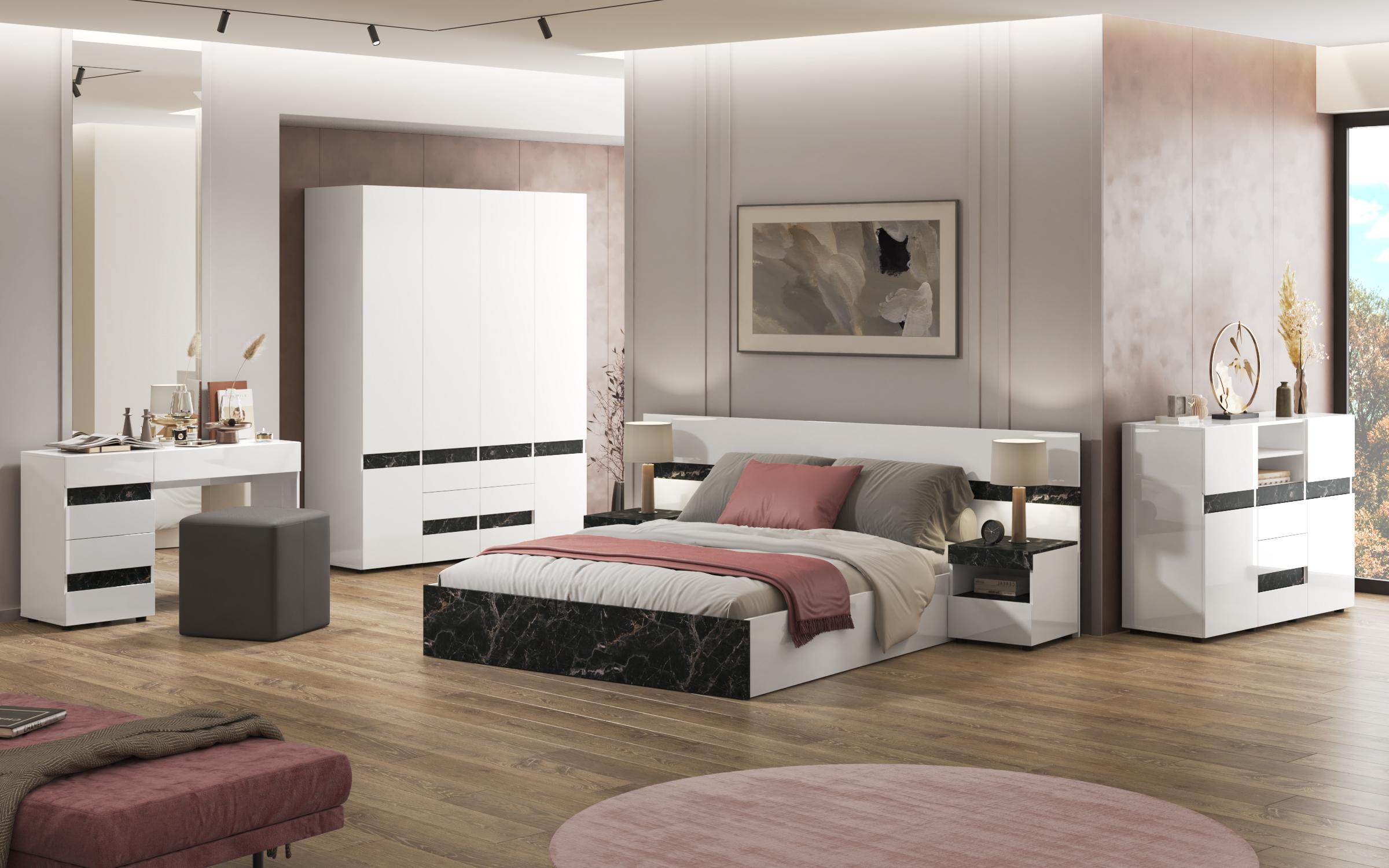 Dresser Kalira, white gloss + Tunisia marble  3