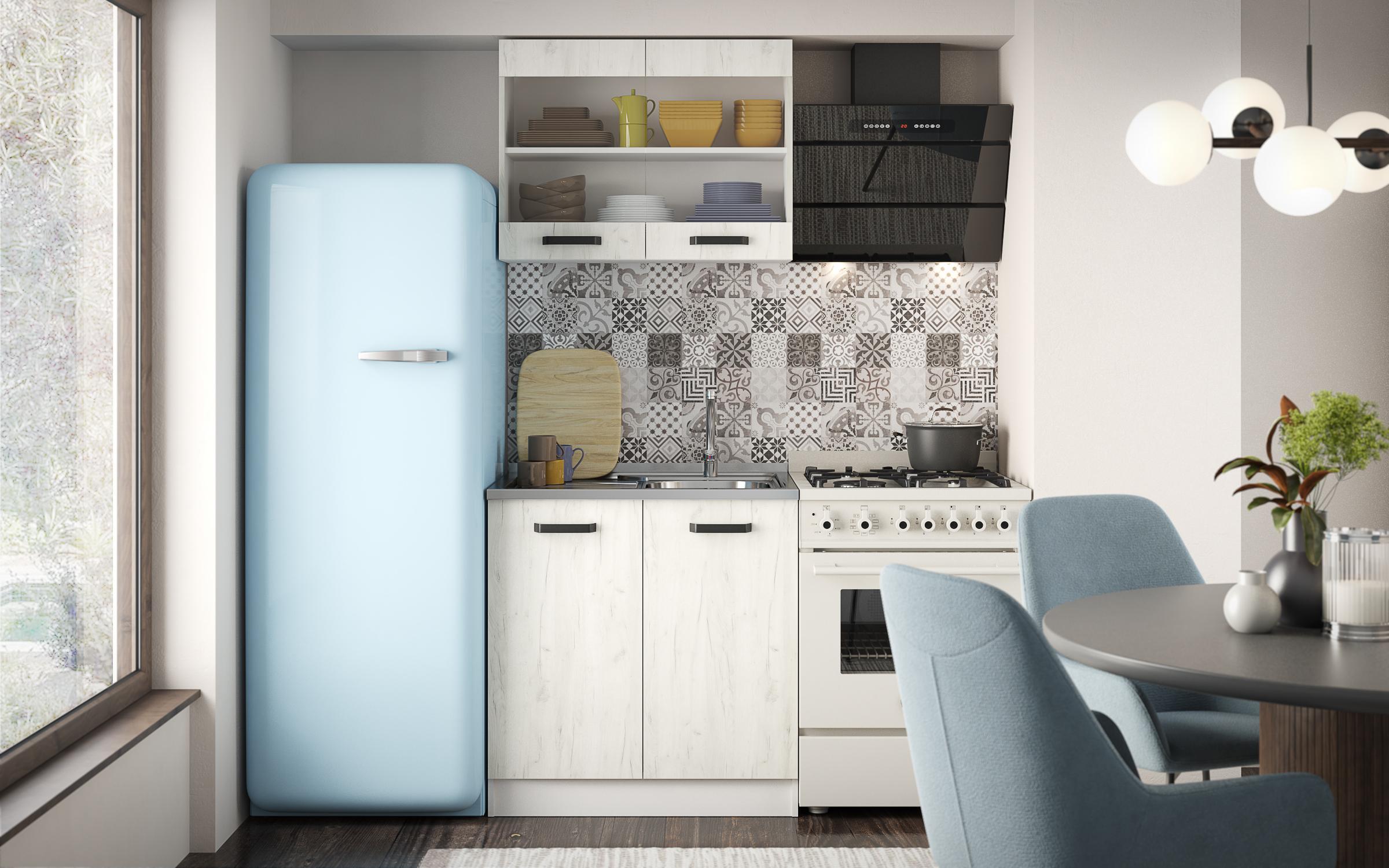 Kitchen 0.8 meters Latris, white + white Craft oak  2