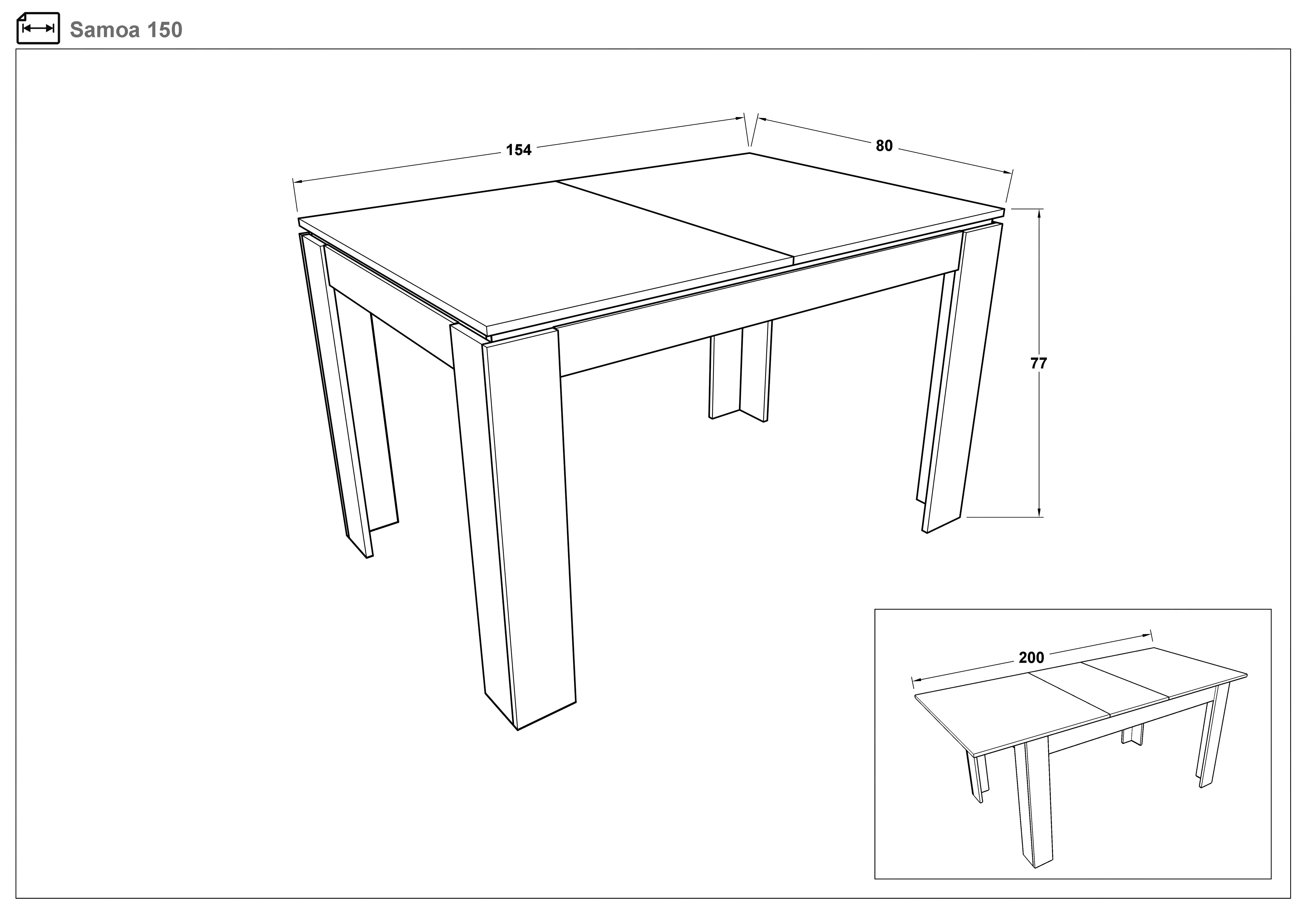 Dining table /extendable/ Samoa 150, Wotan oak + white  2
