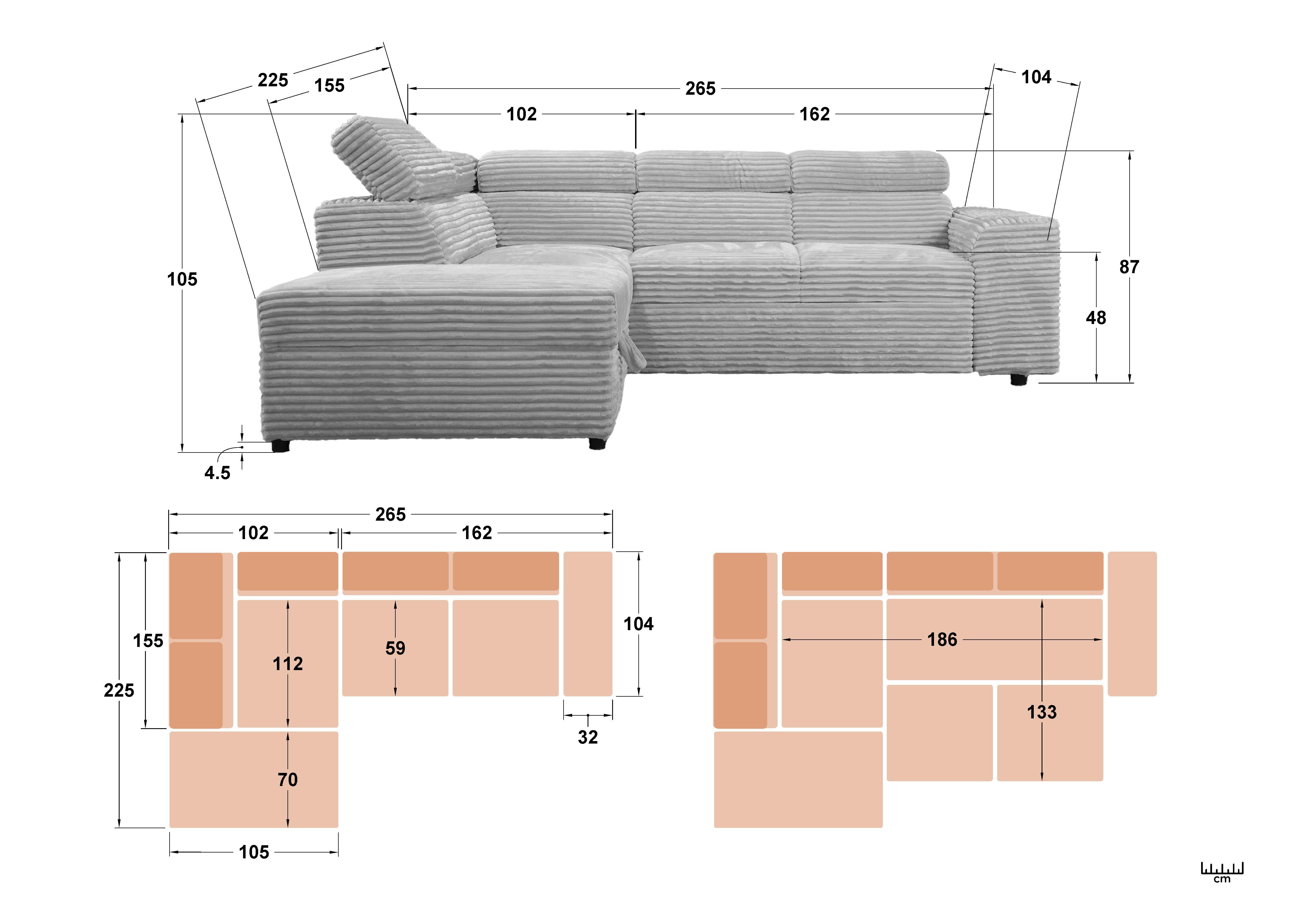 Extendable corner sofa Savora, light beige  2