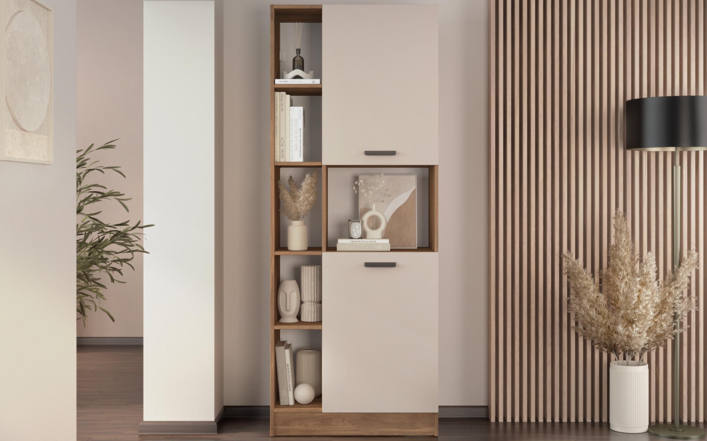 Shelf unit Delaro A, Cognac oak + cashmere  4
