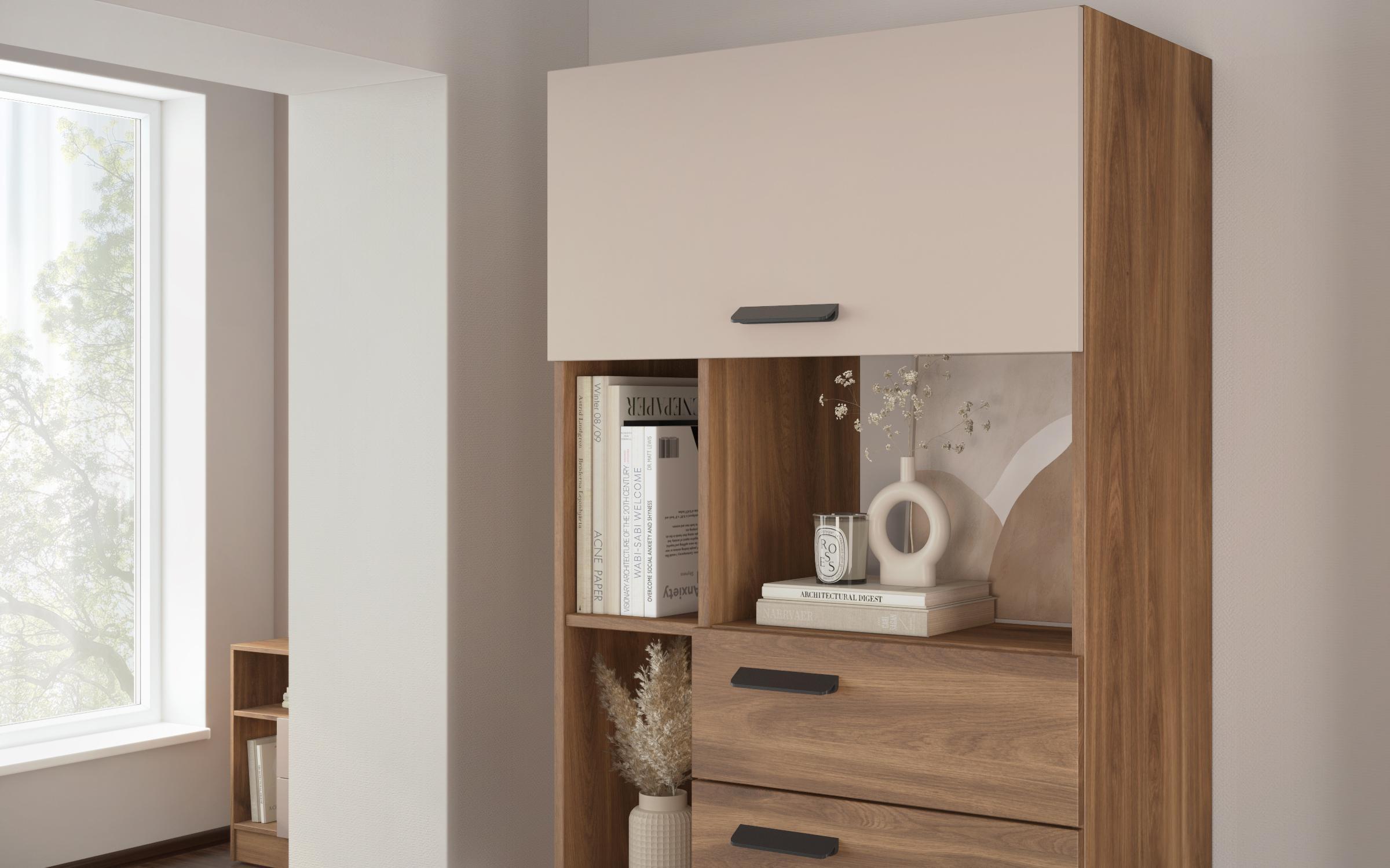 Shelf unit Delaro B, Cognac oak + cashmere  5