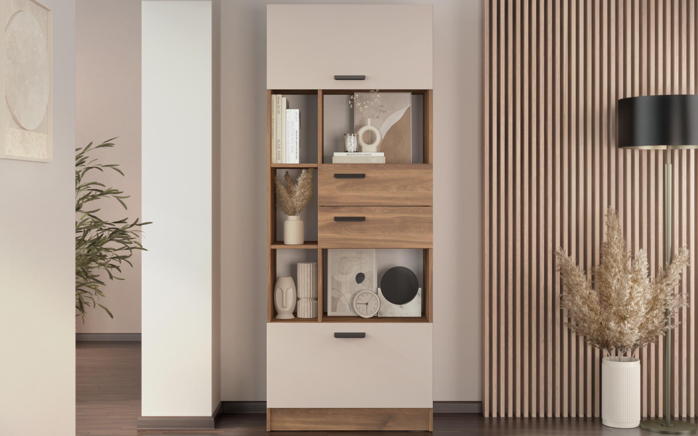 Shelf unit Delaro B, Cognac oak + cashmere  4