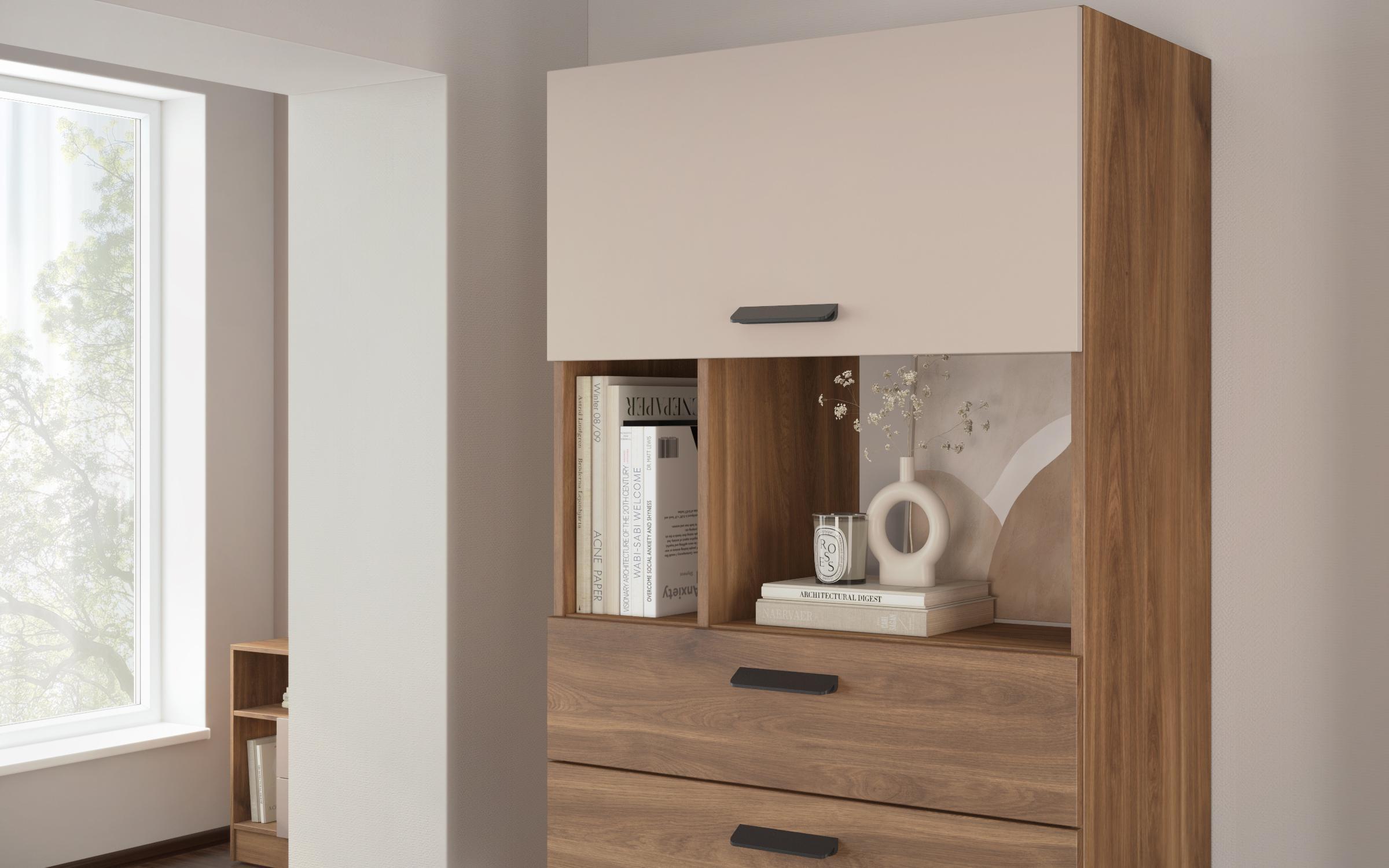 Shelf unit Delaro C, Cognac oak + cashmere  4