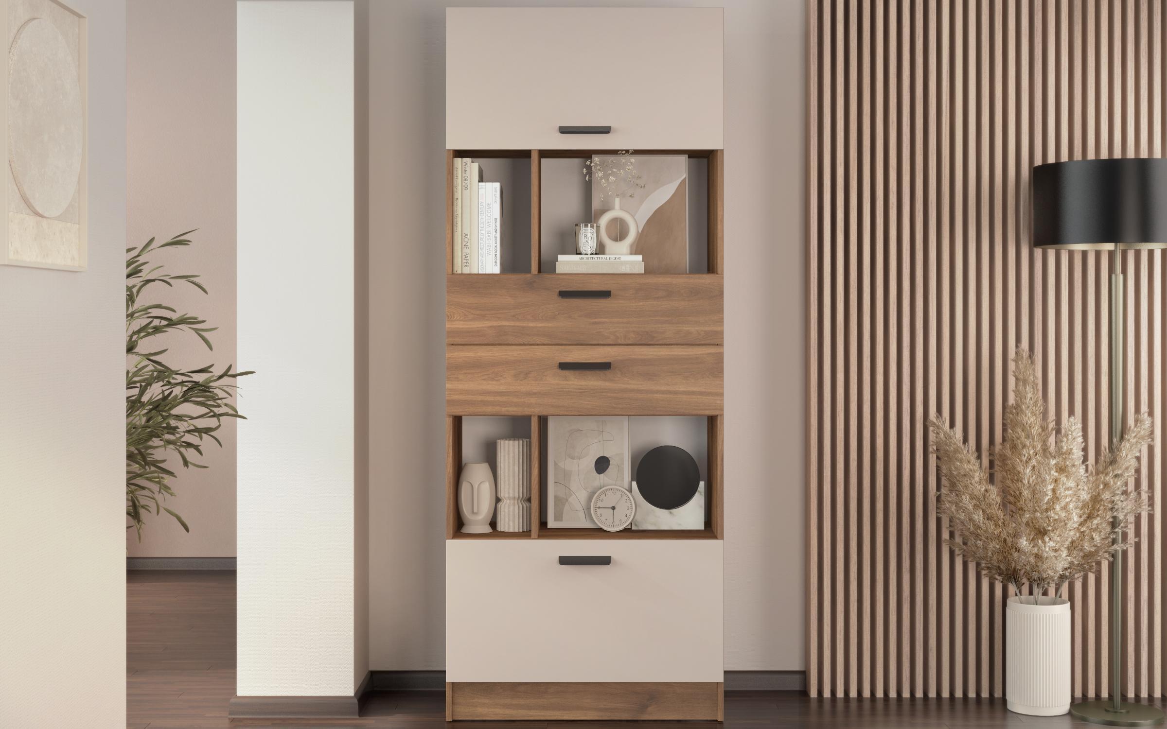Shelf unit Delaro C, Cognac oak + cashmere  3