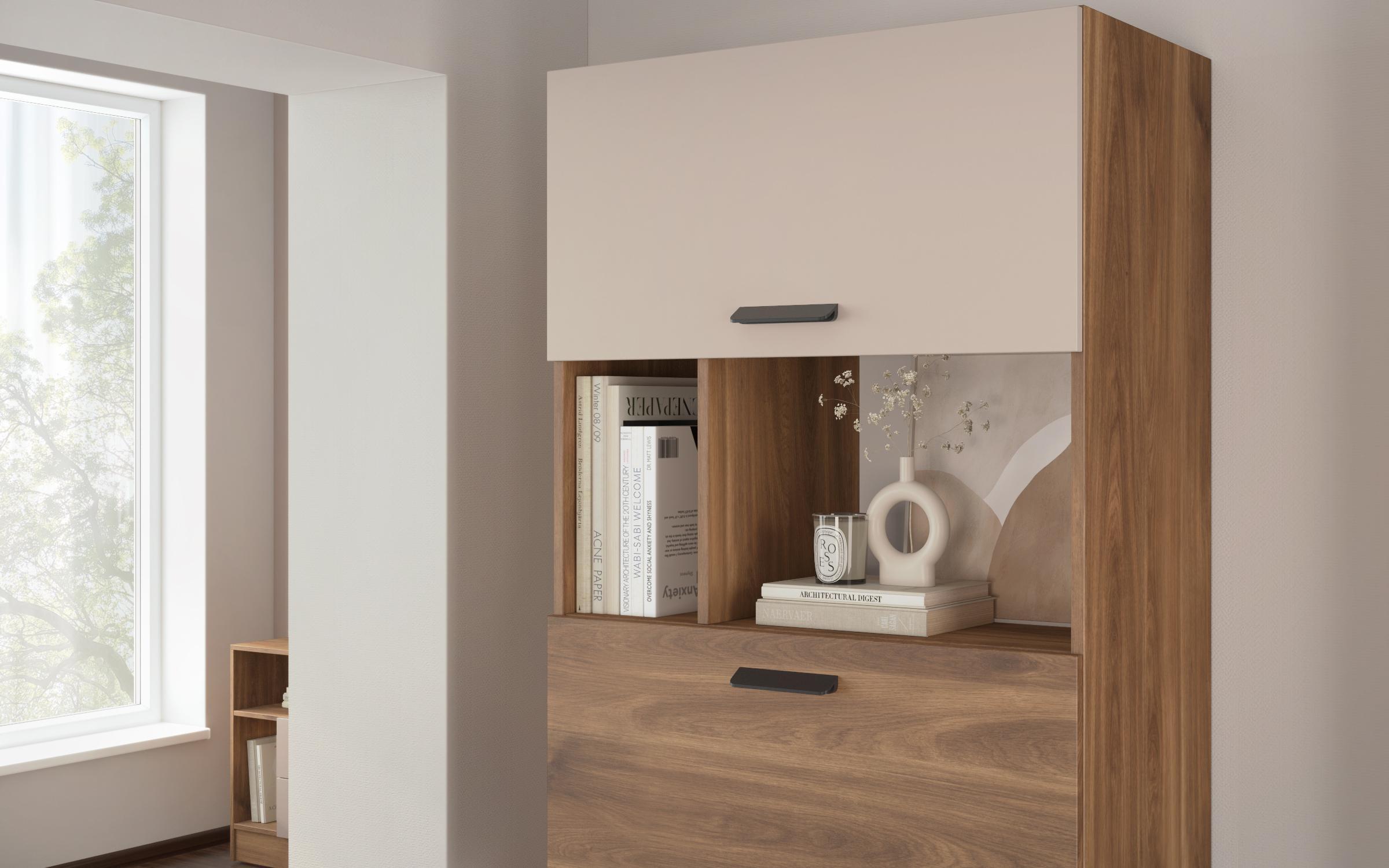Shelf unit Delaro D, Cognac oak + cashmere  3