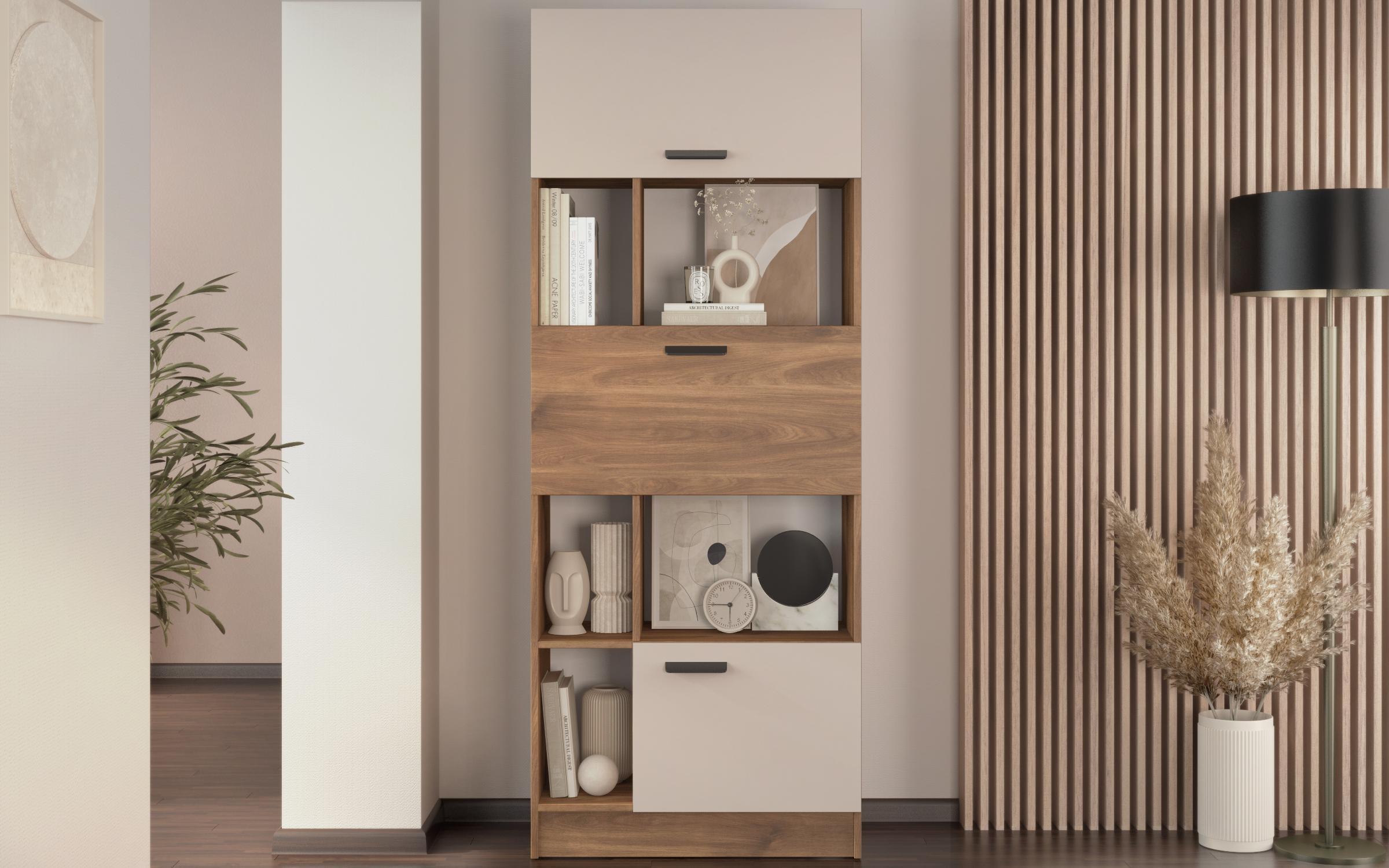 Shelf unit Delaro D, Cognac oak + cashmere  4