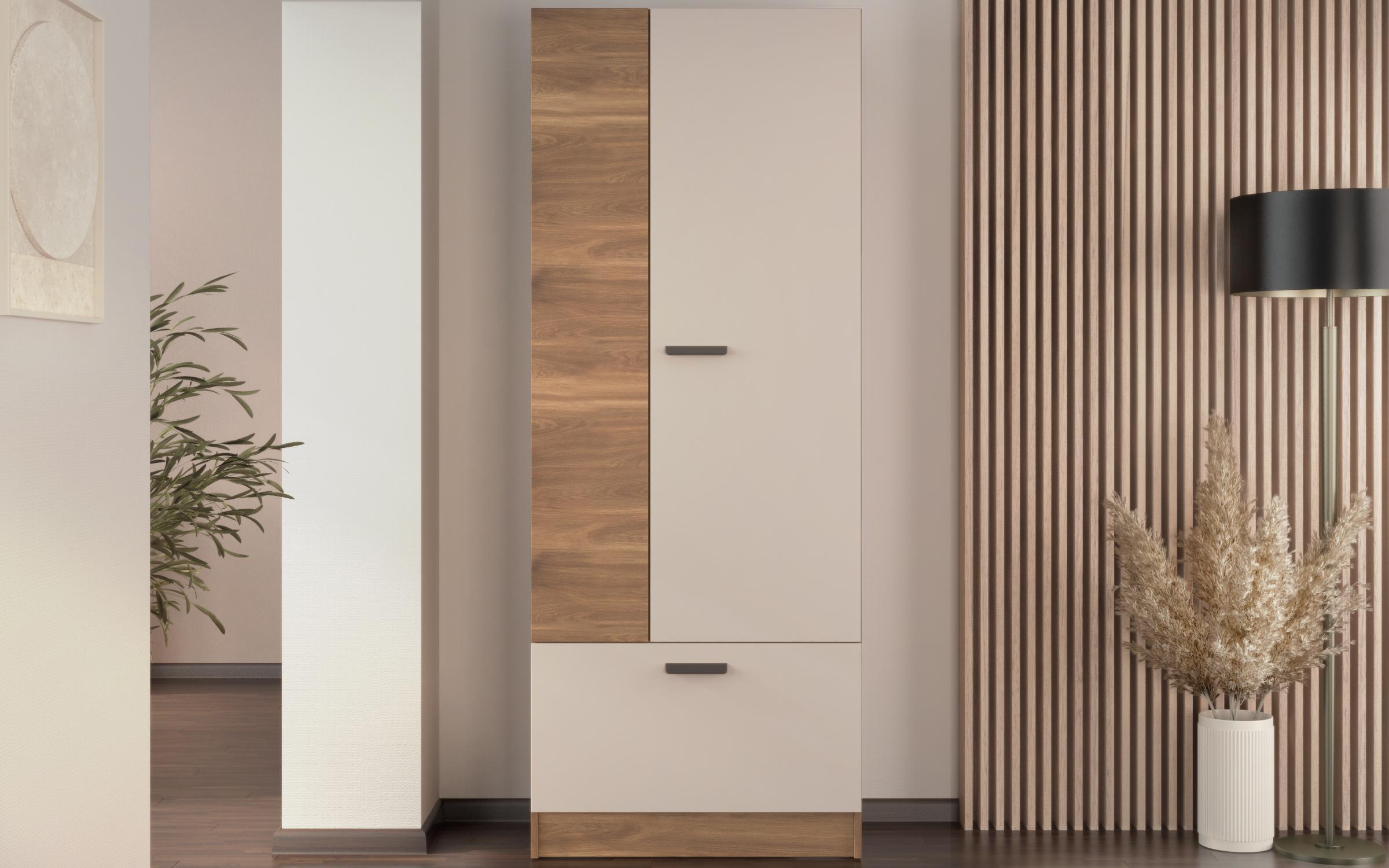 Shelf unit Delaro R, Cognac oak + cashmere  4