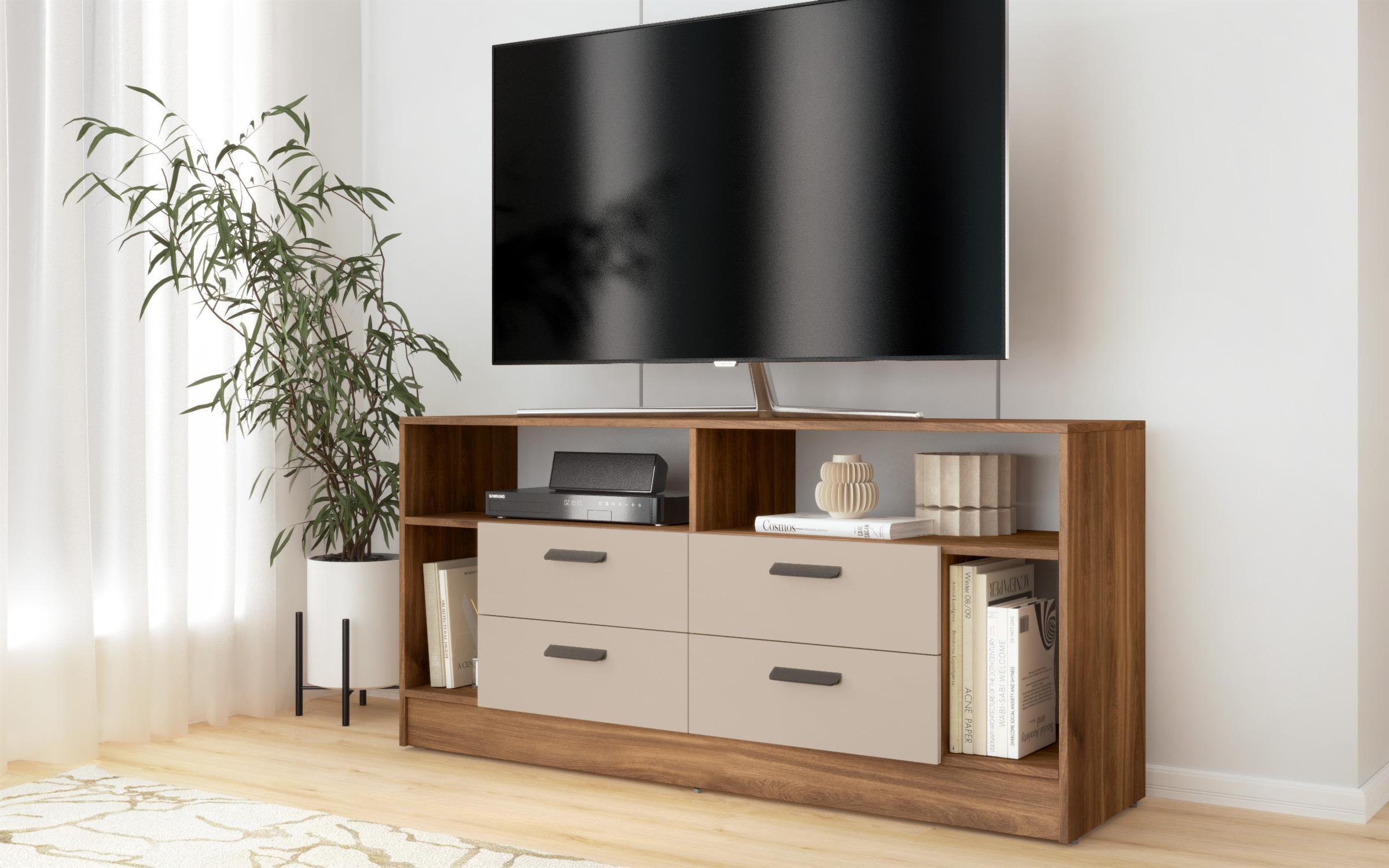 TV cabinet Delaro T, Cognac oak + cashmere  1