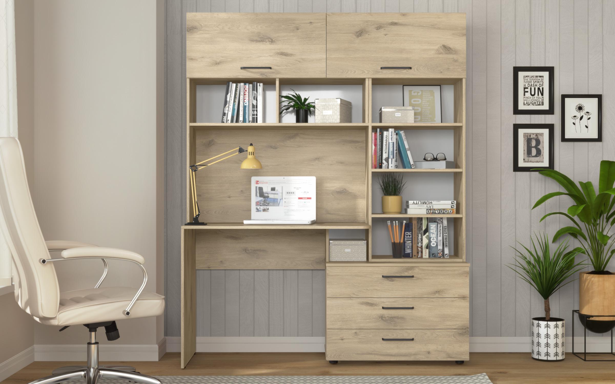 Shelf unit + desk Diel, light Scandinavian oak  2