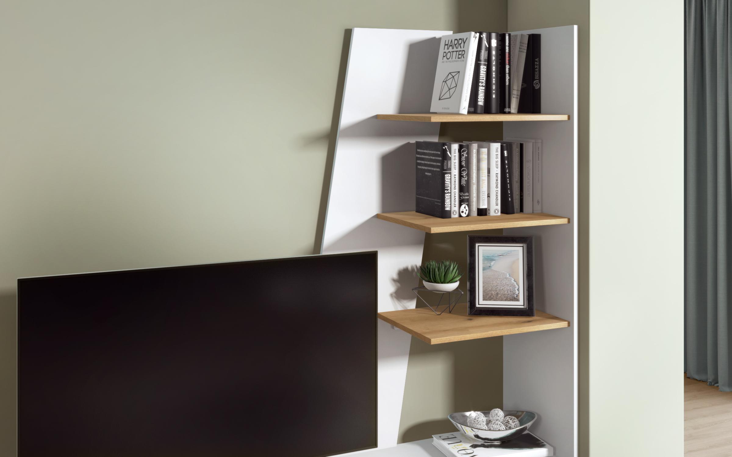 Shelf unit Marta, white matt + Evoke oak  6