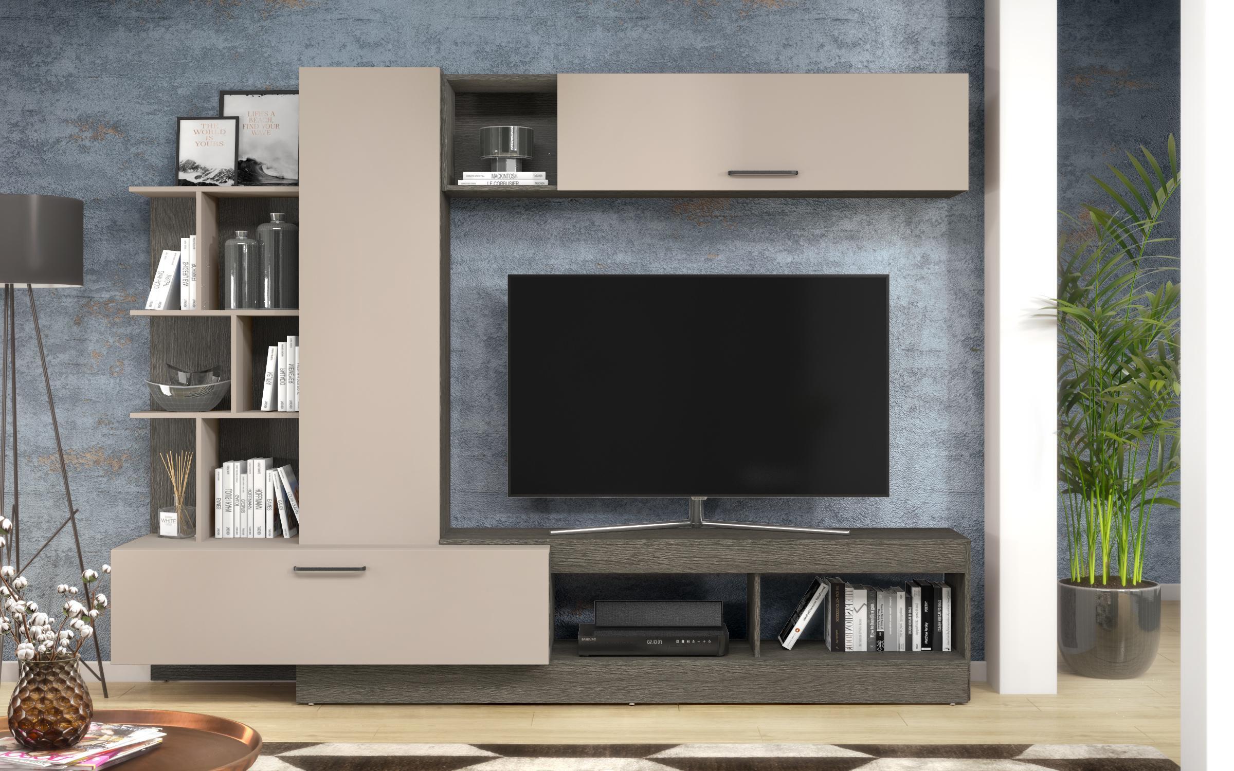 Shelf unit Chantal, cashmere + Anthracite oak  3