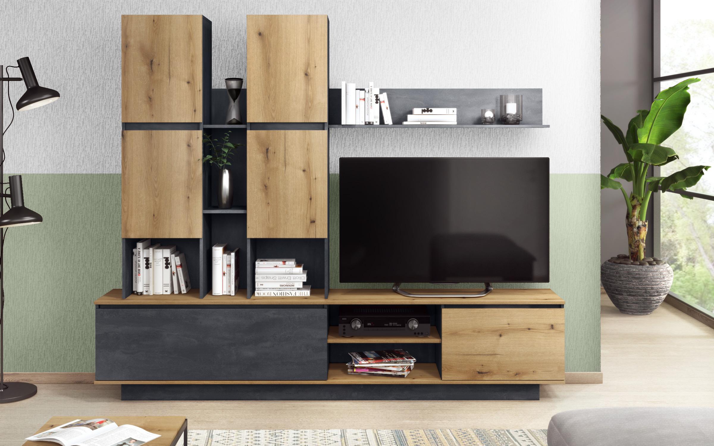 Shelf unit Vienna, Magma + Evoke oak  2