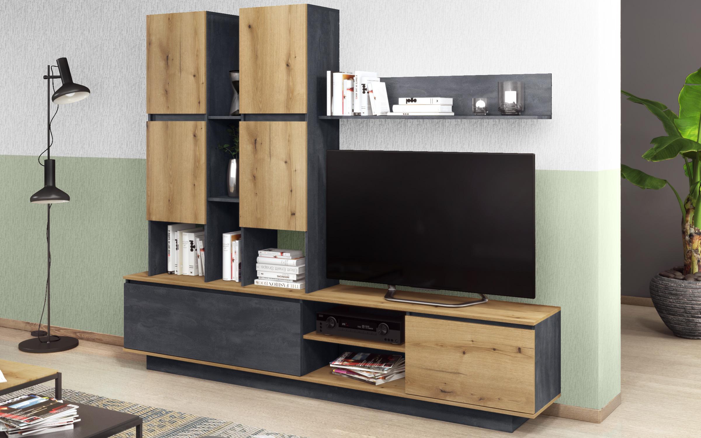 Shelf unit Vienna, Magma + Evoke oak  3