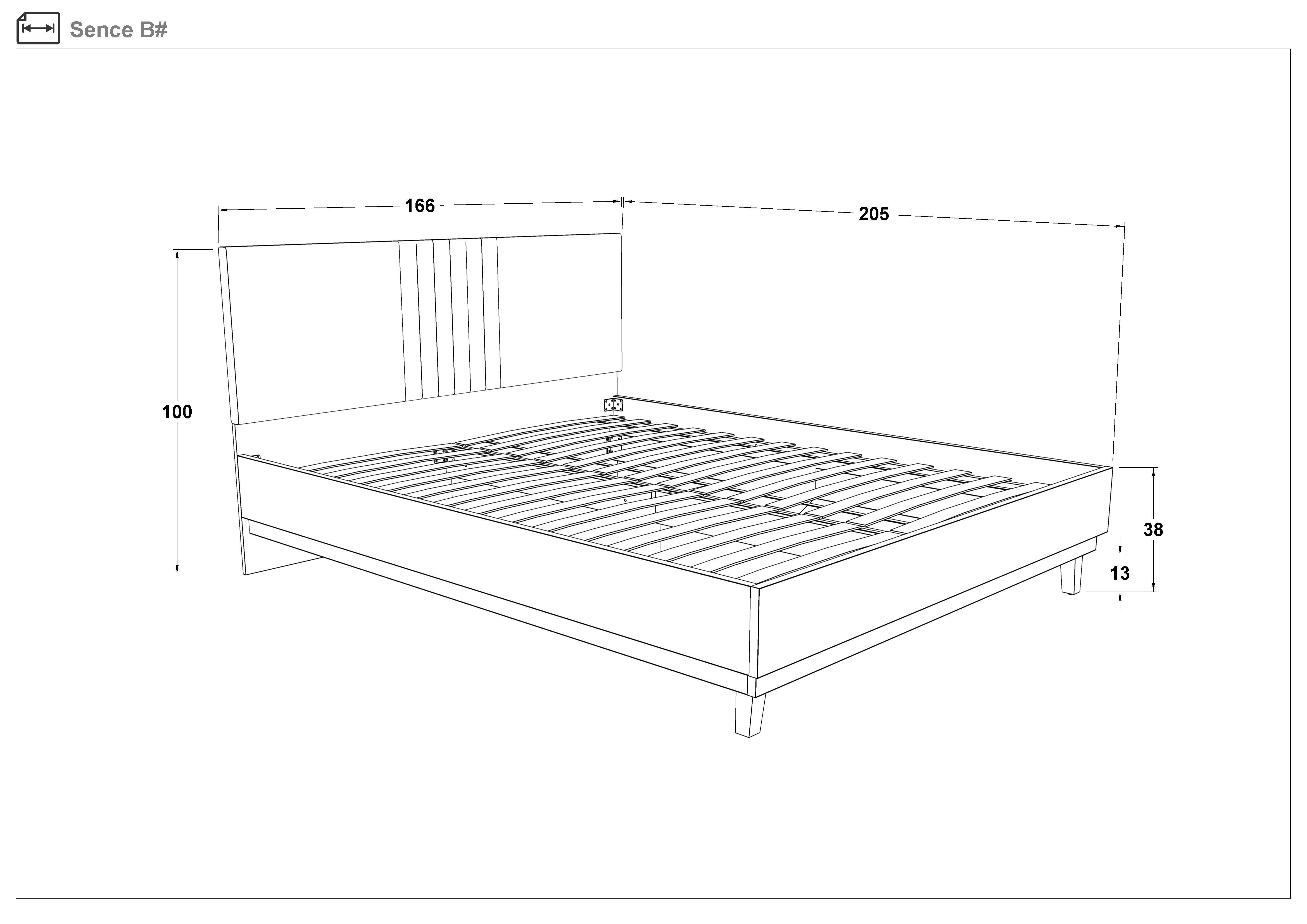Upholstered double bed for mattress 160/200 Sense, white gloss + light beige  2