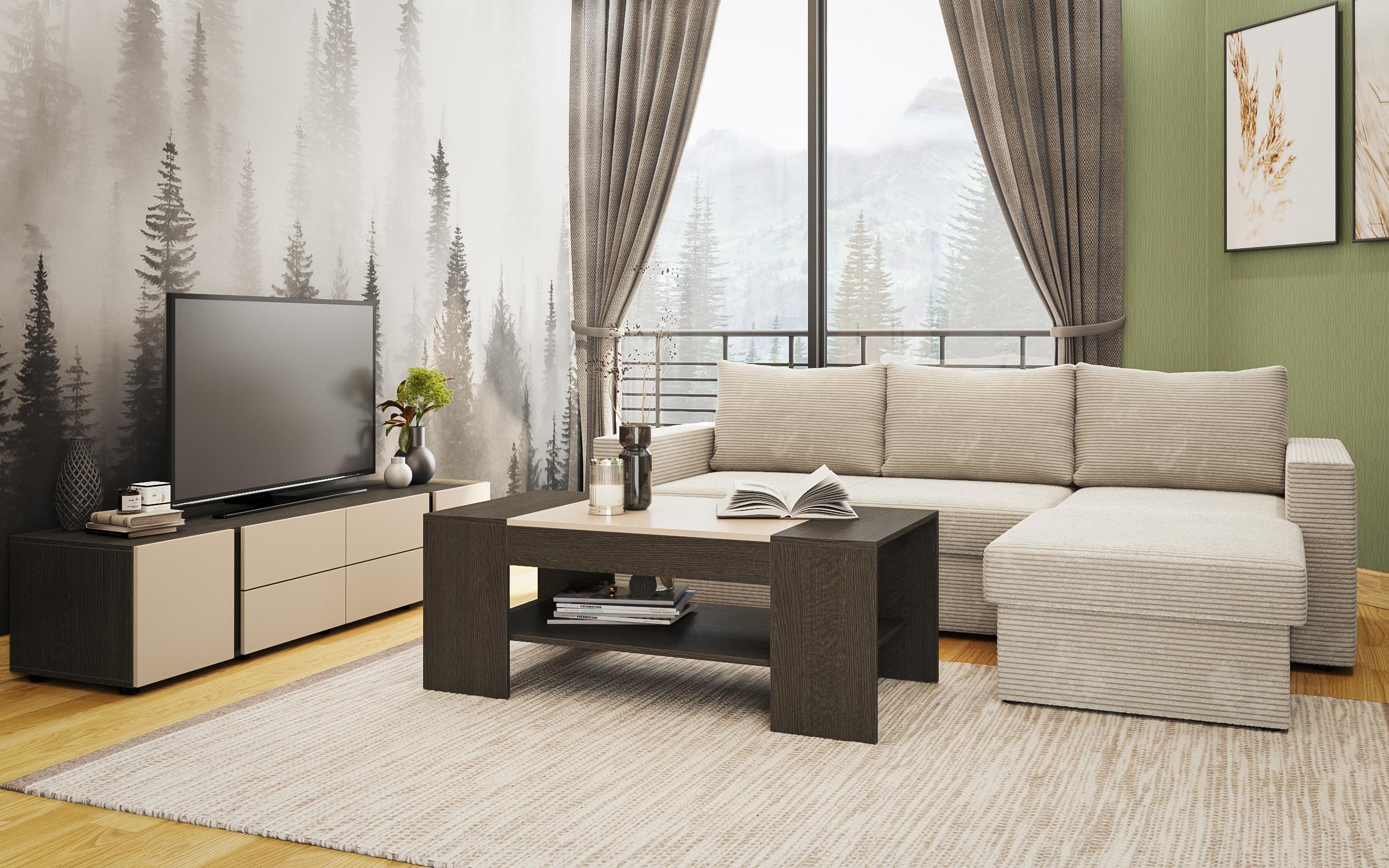 Sofa + TV module + coffee table Living room Collection Emily 2, beige  1