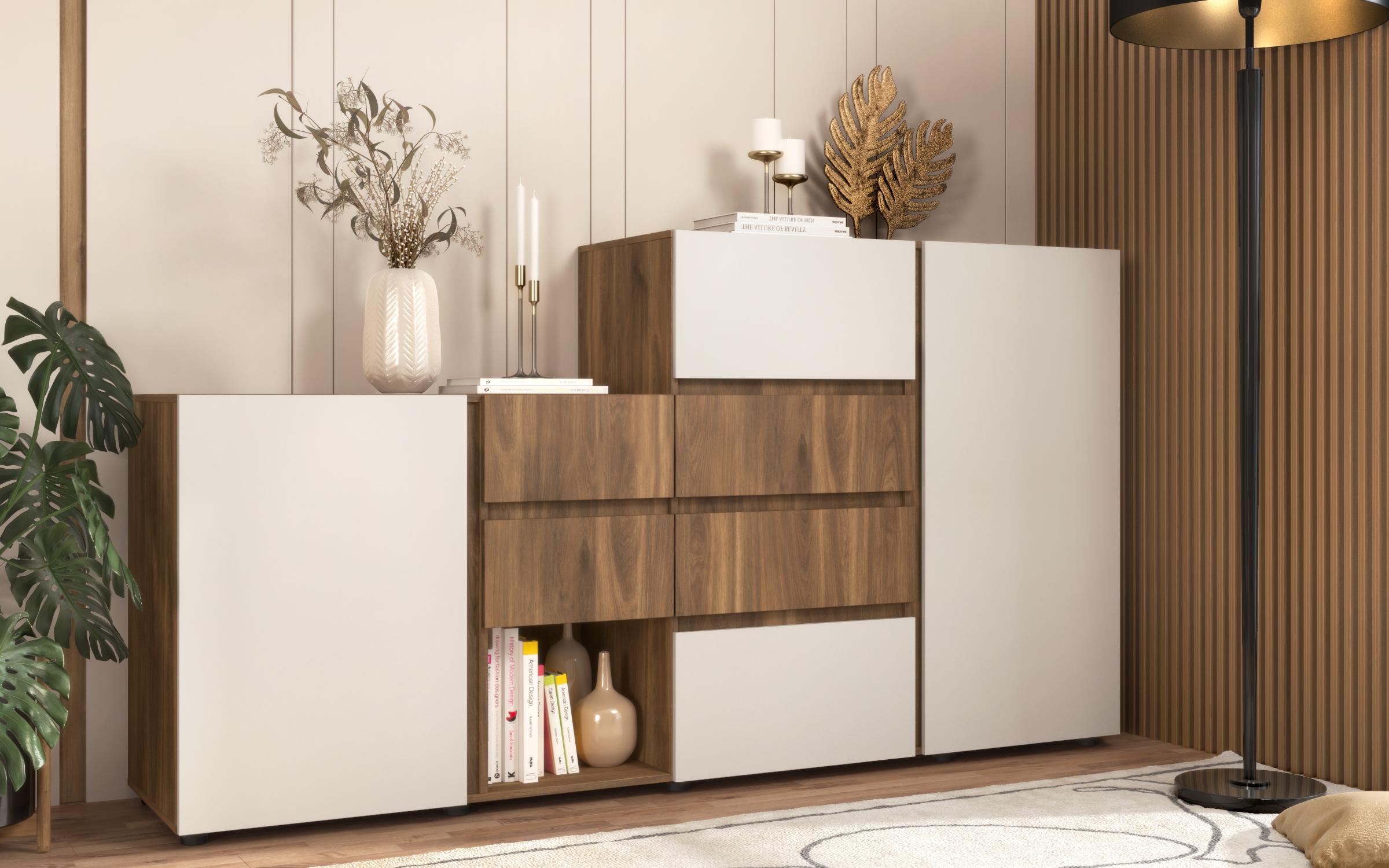 Cabinet Nate L, Cognac oak + cashmere  1