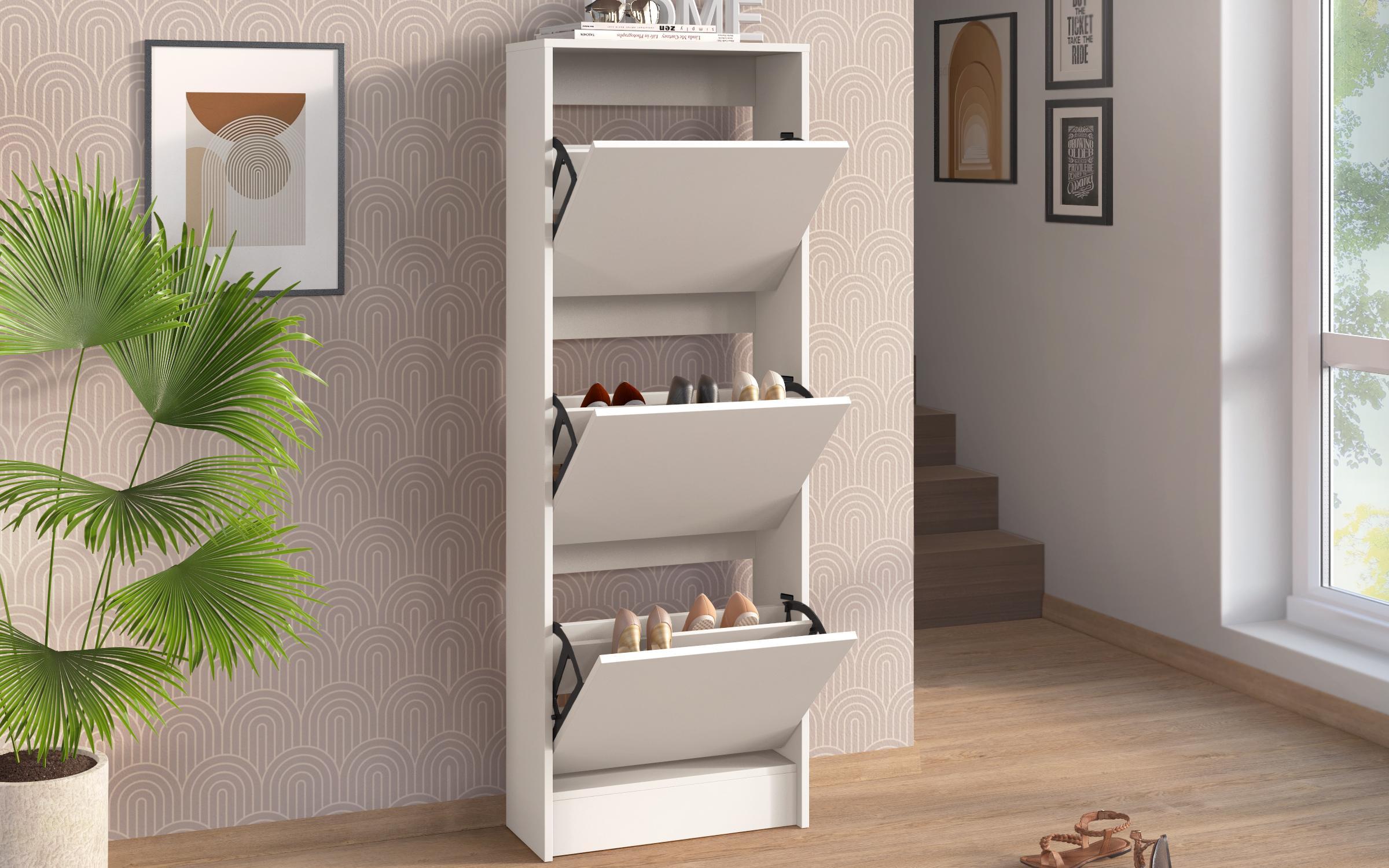 Set of 2 shoe cabinets Gama, white matt  4