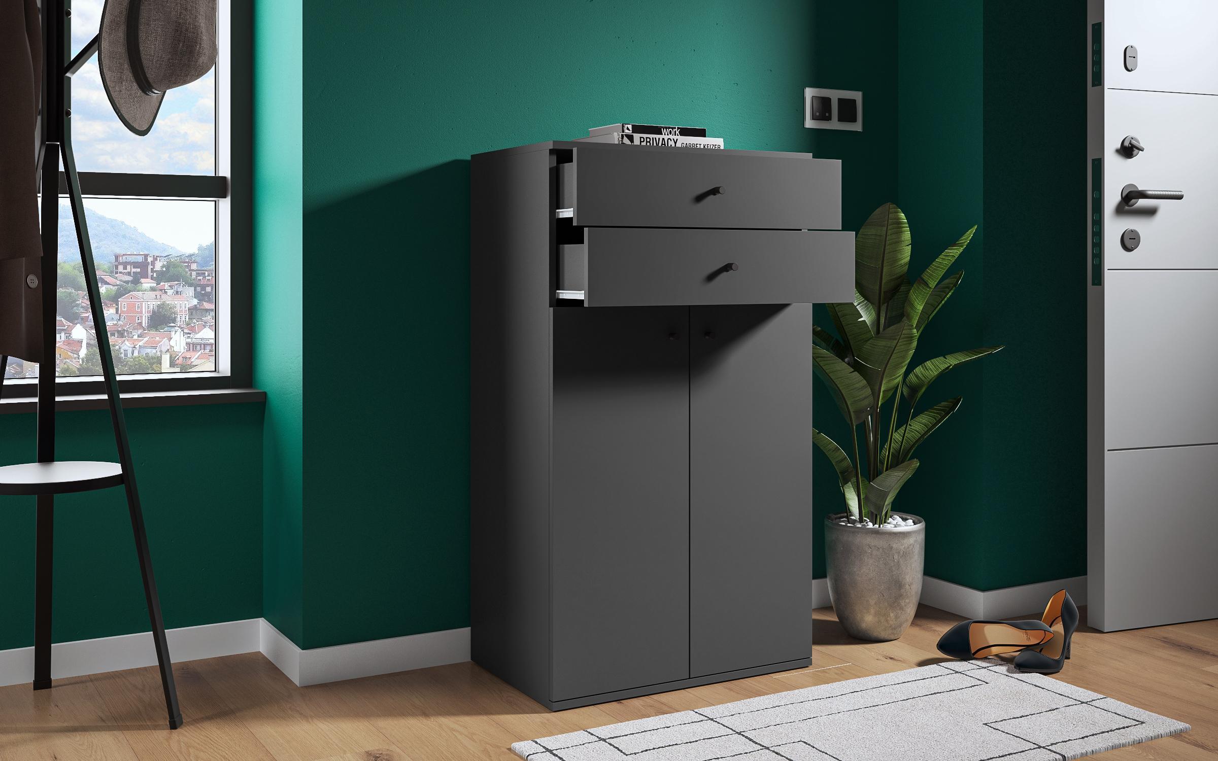 Set of 2 shoe cabinets Olaf, anthracite matt  2