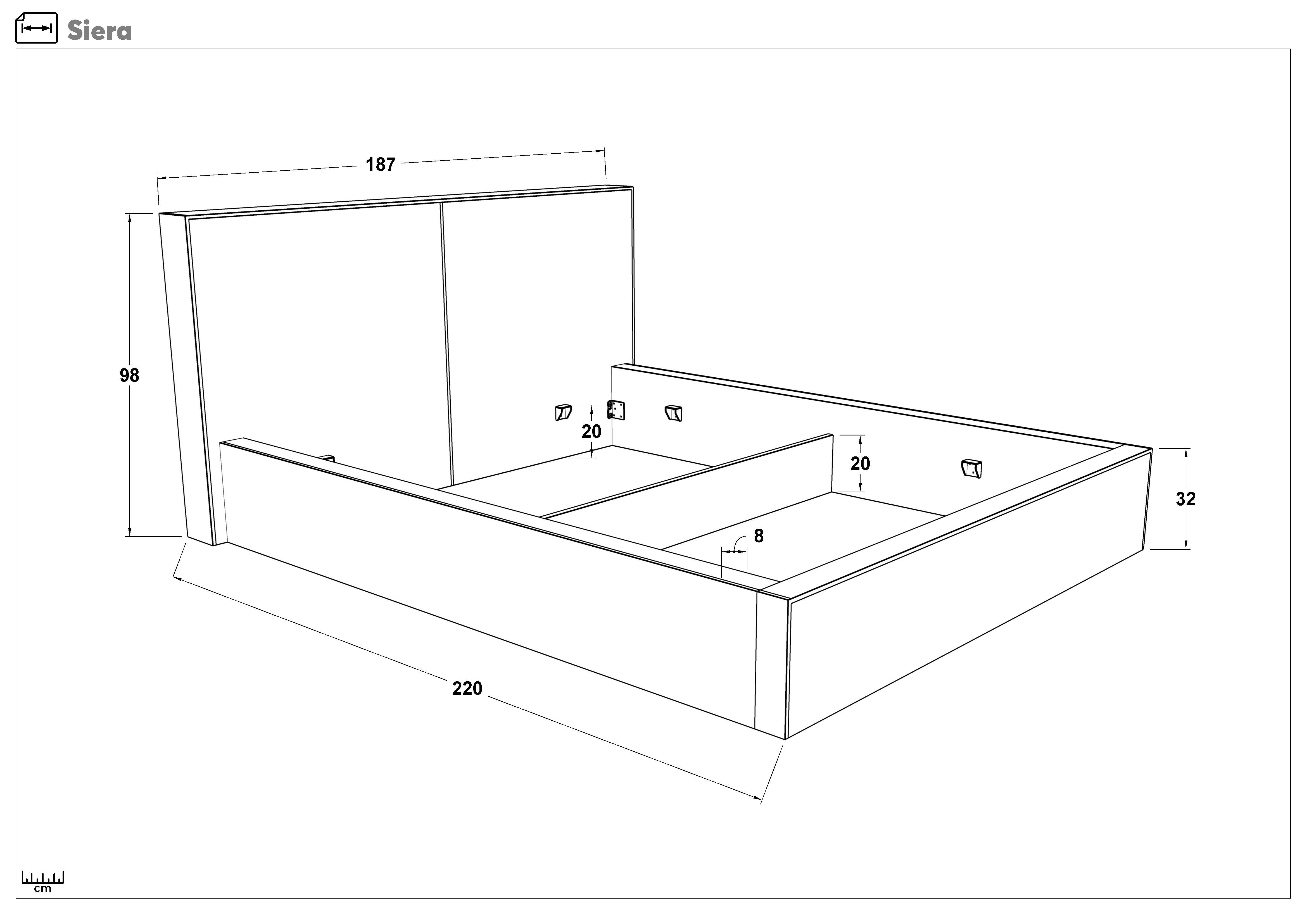 Upholstered double bed for mattress 160/200 Siera, light beige  2