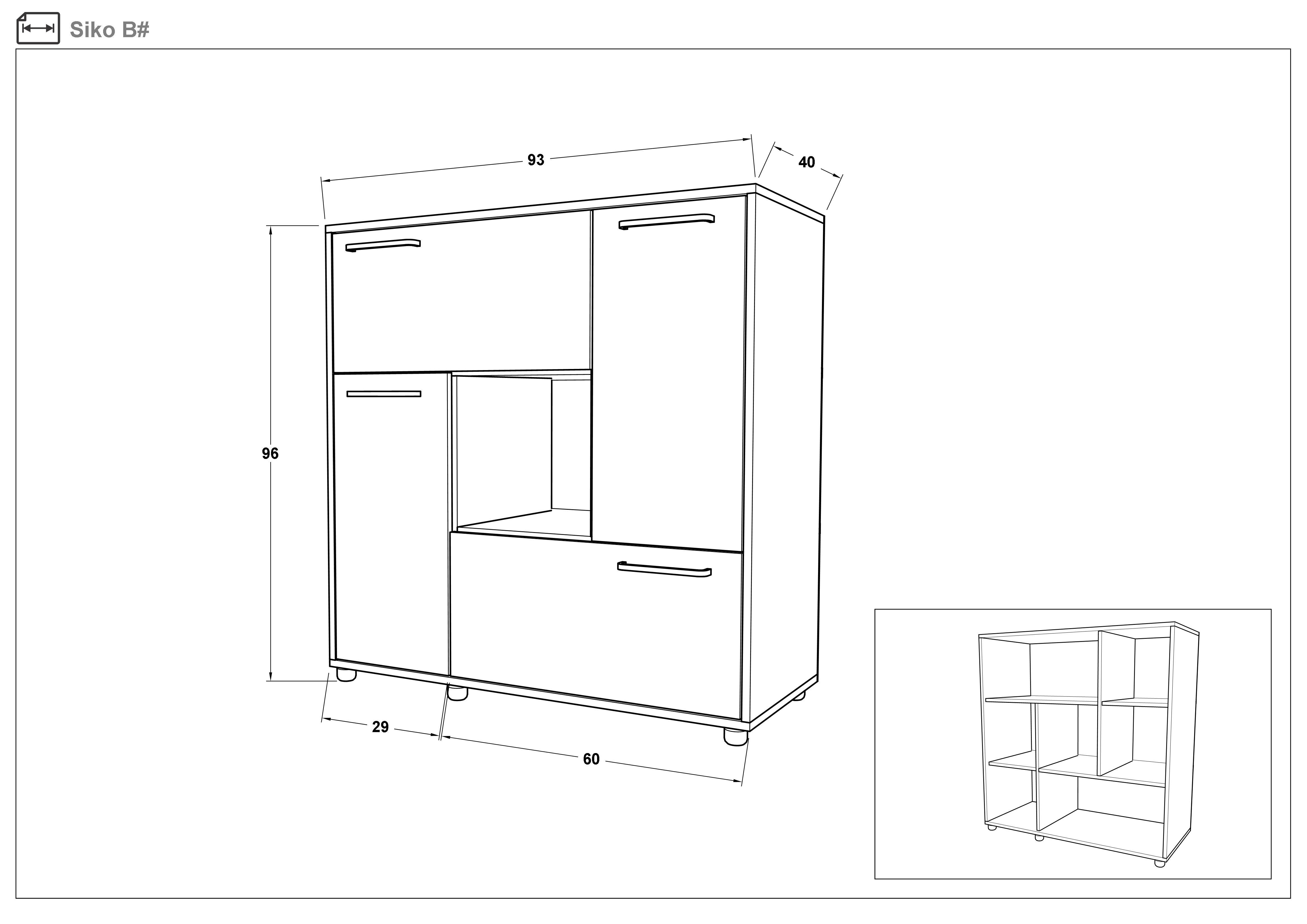 Living room cabinet Siko, Sonoma oak + white gloss  2