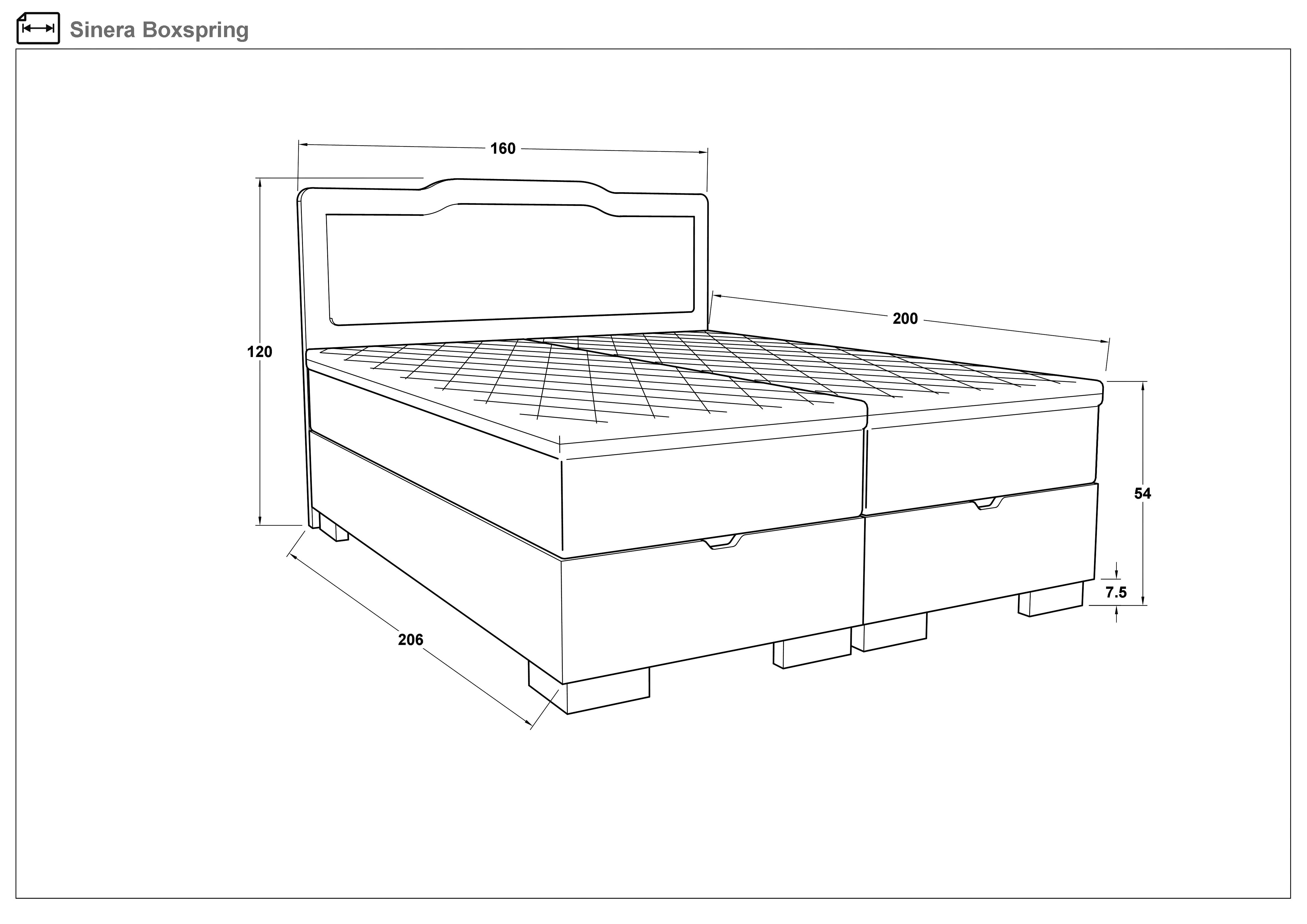 Double bed Box Spring 160/200 Sinera, dark beige  2