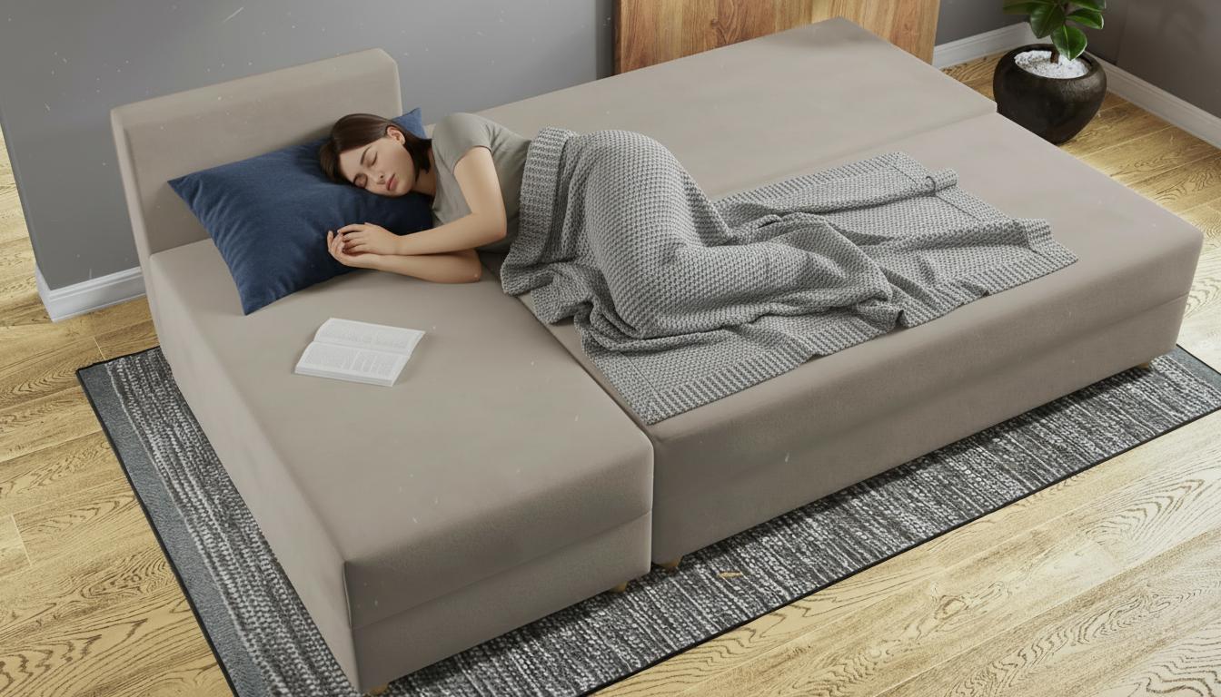 Extendable corner sofa Dafini, dark beige + green  4
