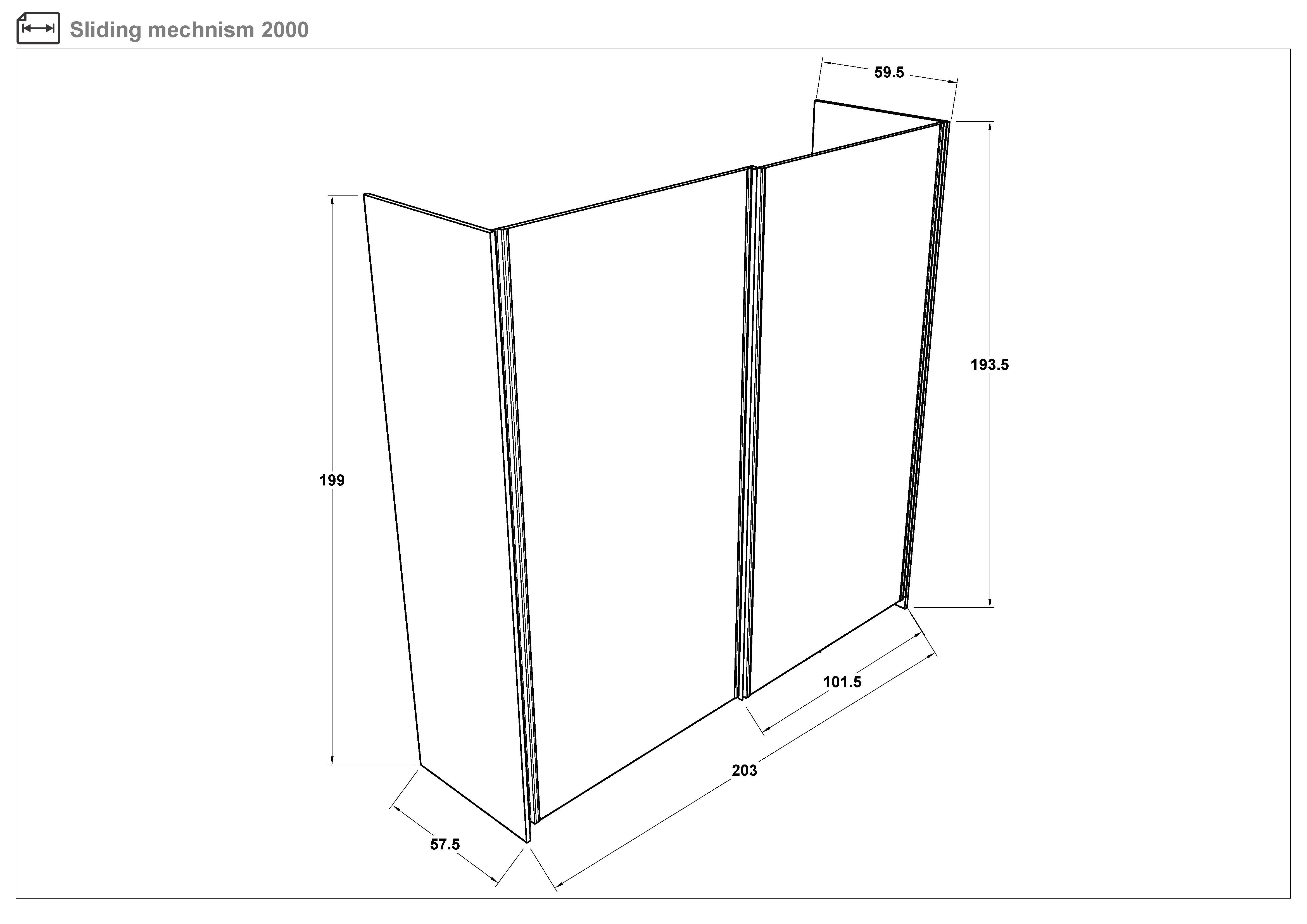 Modular wardrobe with sliding doors 200 cm Soho Slide 200, Metallic beige  3